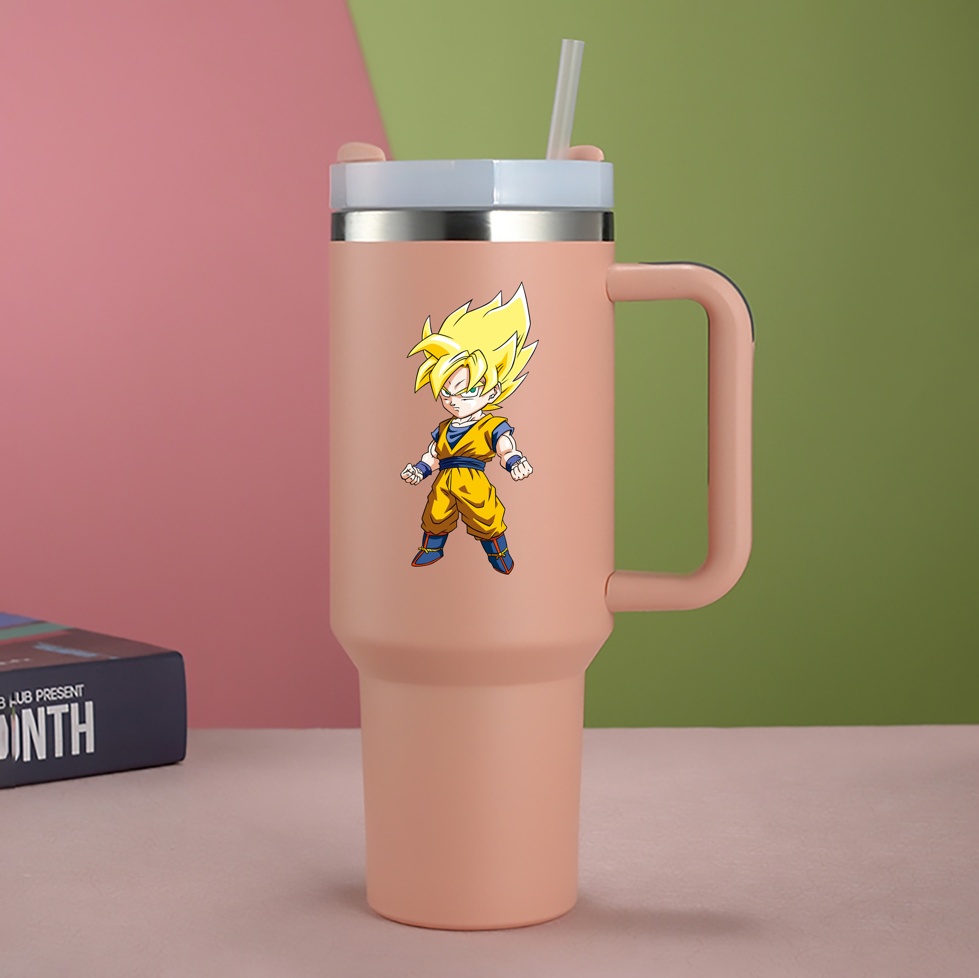 （画像用） ドラゴンボール 孫悟空（そん ごくう）Son Goku カカロット DRAGON BALL Kakarotto 1200mL車用タンブラー - クリスタルステッカー（プラスチックストロー付き）