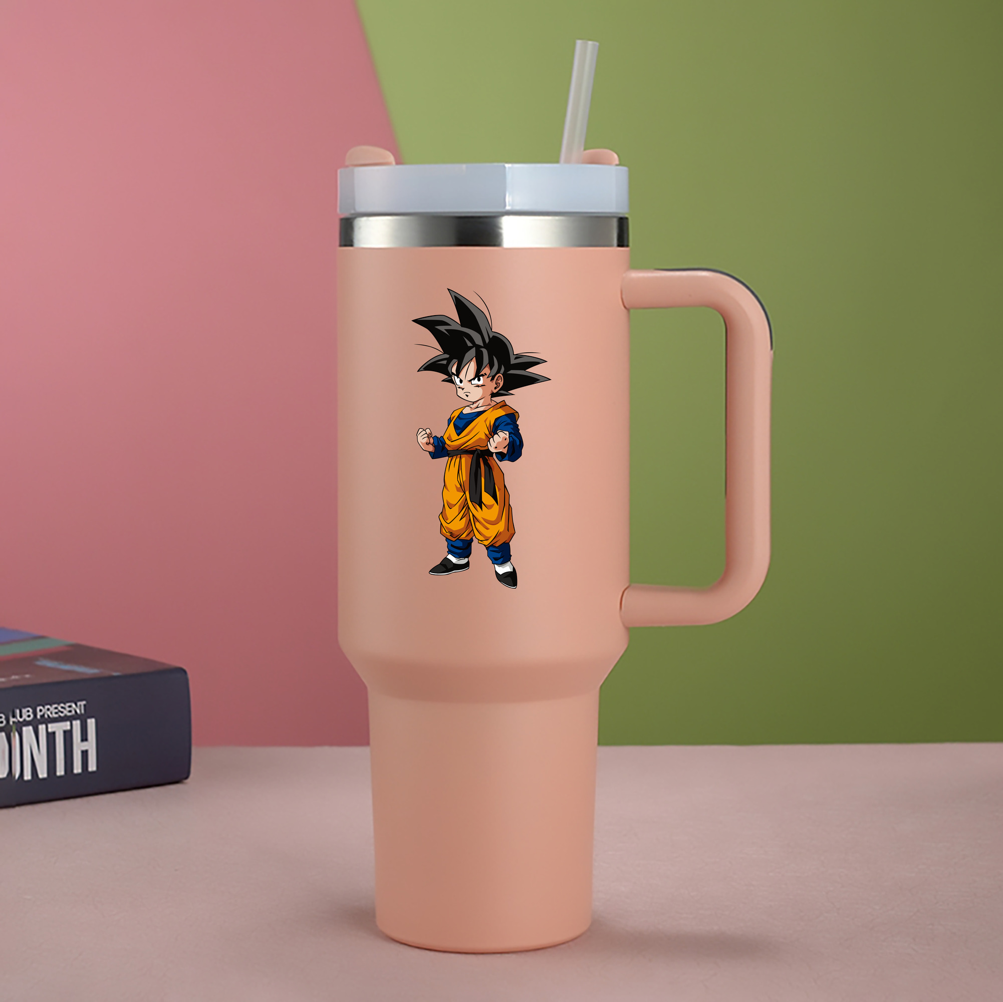 （画像用） ドラゴンボール 孫悟空（そん ごくう）Son Goku カカロット DRAGON BALL Kakarotto 1200mL車用タンブラー - クリスタルステッカー（プラスチックストロー付き）
