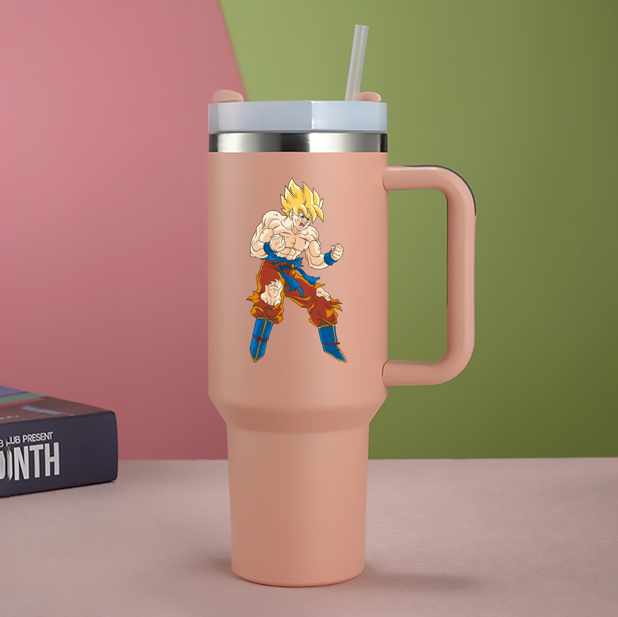 （画像用） ドラゴンボール 孫悟空（そん ごくう）Son Goku カカロット DRAGON BALL Kakarotto 1200mL車用タンブラー - クリスタルステッカー（プラスチックストロー付き）