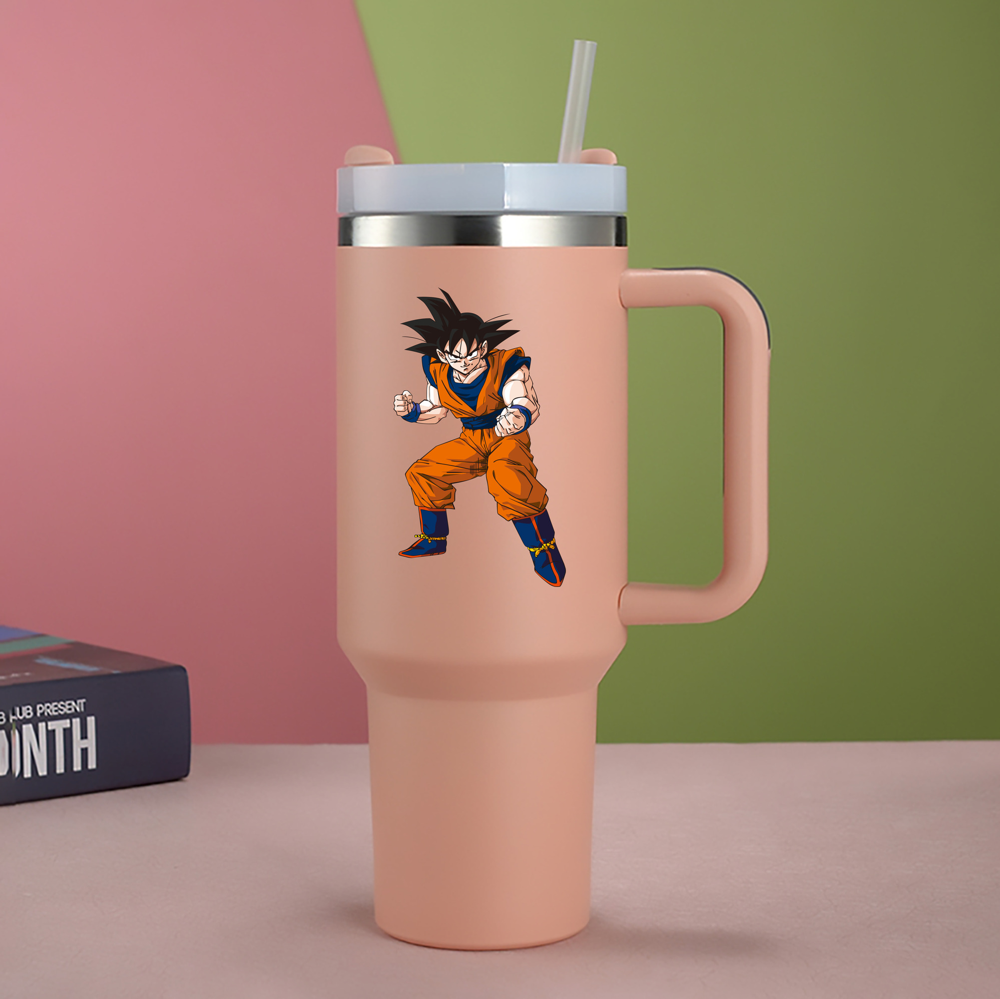 （画像用） ドラゴンボール 孫悟空（そん ごくう）Son Goku カカロット DRAGON BALL Kakarotto 1200mL車用タンブラー - クリスタルステッカー（プラスチックストロー付き）