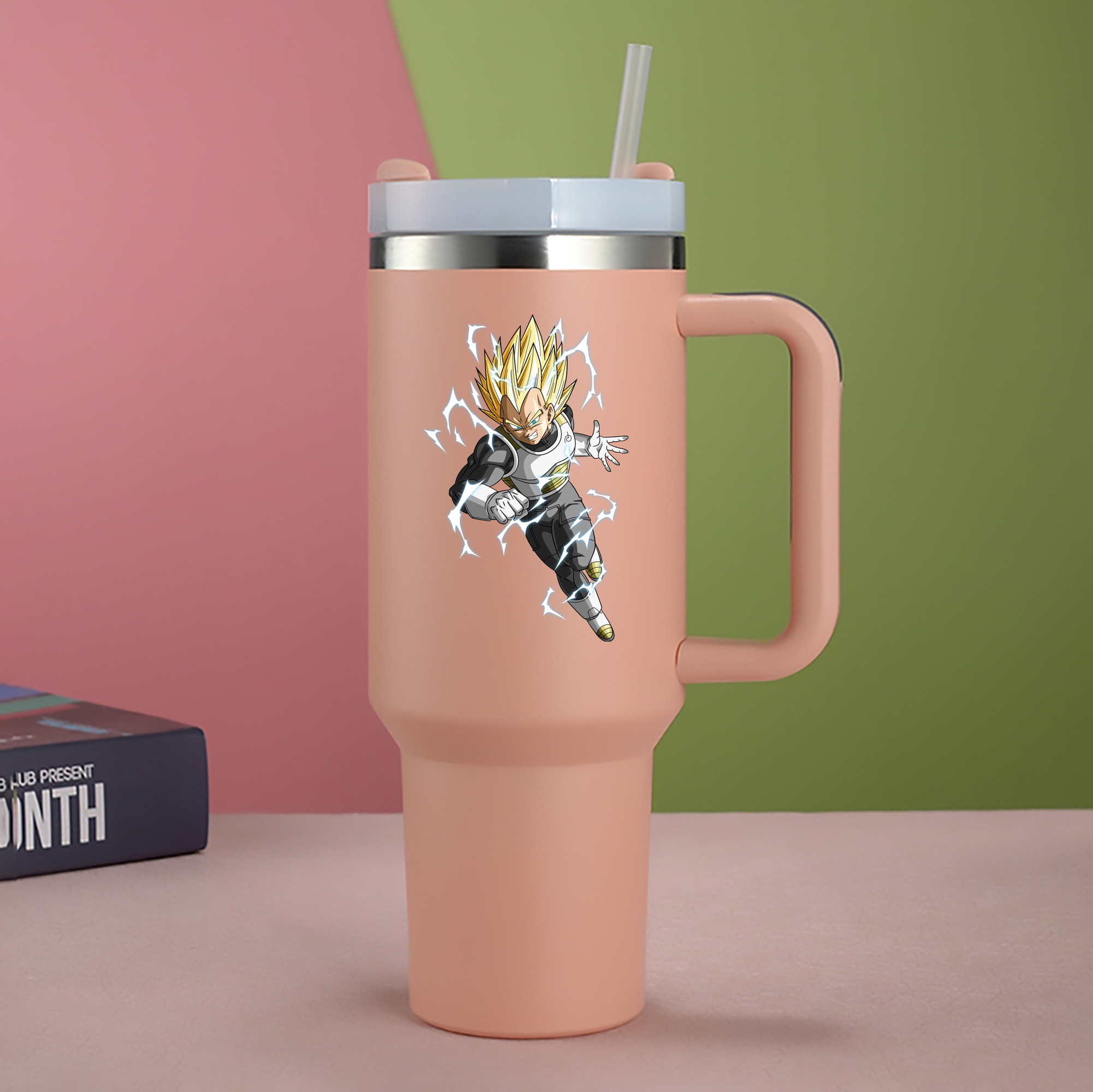 （画像用） ドラゴンボール ベジータ四世（Bejīta Yonsei）DRAGON BALL Vegeta IV 1200mL車用タンブラー - クリスタルステッカー（プラスチックストロー付き）