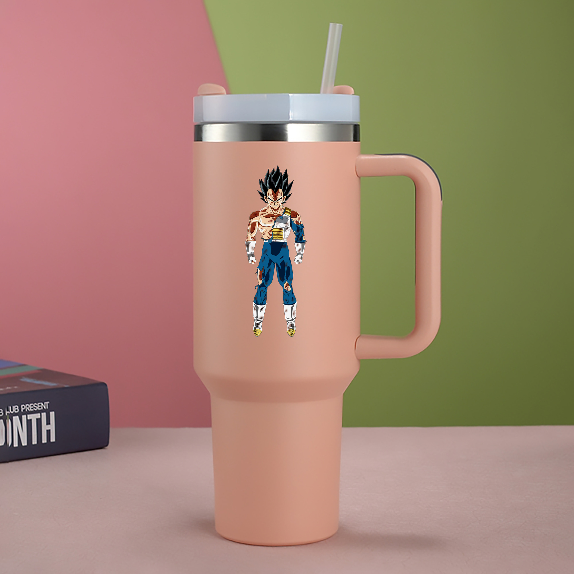 （画像用） ドラゴンボール ベジータ四世（Bejīta Yonsei）DRAGON BALL Vegeta IV 1200mL車用タンブラー - クリスタルステッカー（プラスチックストロー付き）