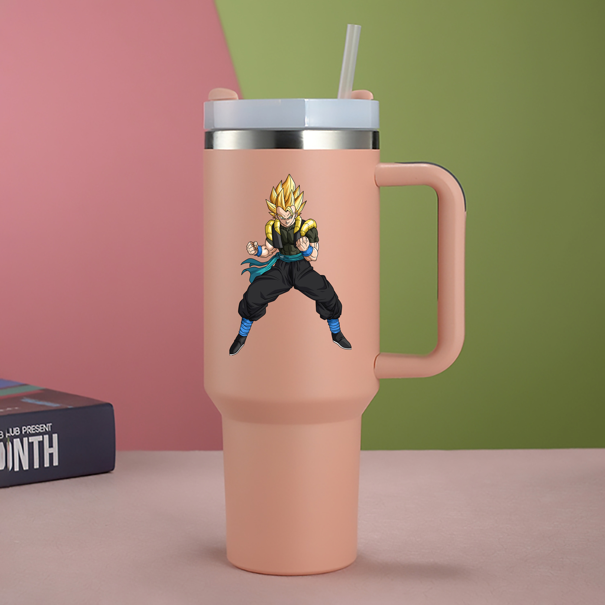 （画像用） ドラゴンボール ベジータ四世（Bejīta Yonsei）DRAGON BALL Vegeta IV 1200mL車用タンブラー - クリスタルステッカー（プラスチックストロー付き）