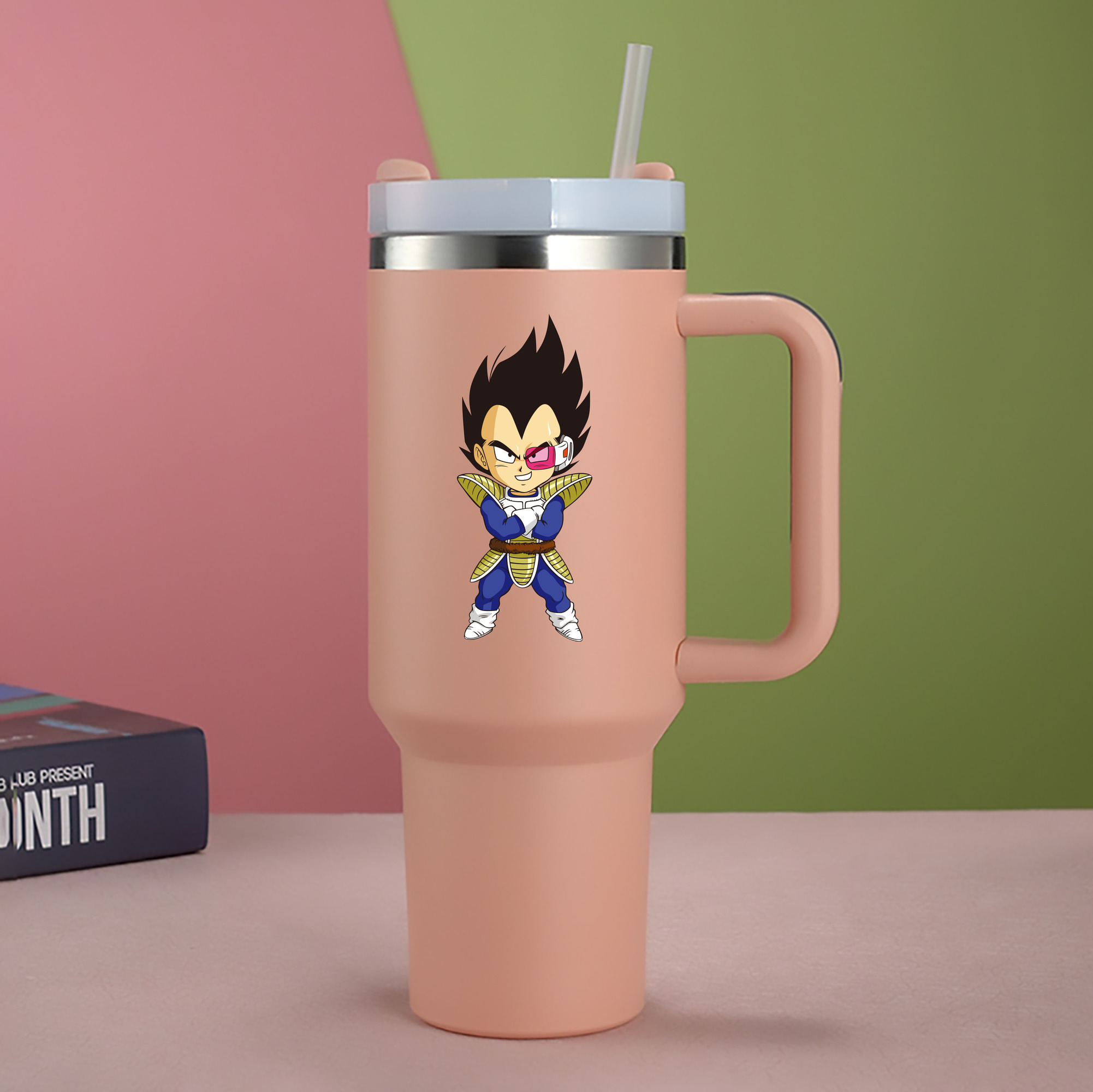 （画像用） ドラゴンボール ベジータ四世（Bejīta Yonsei）DRAGON BALL Vegeta IV 1200mL車用タンブラー - クリスタルステッカー（プラスチックストロー付き）