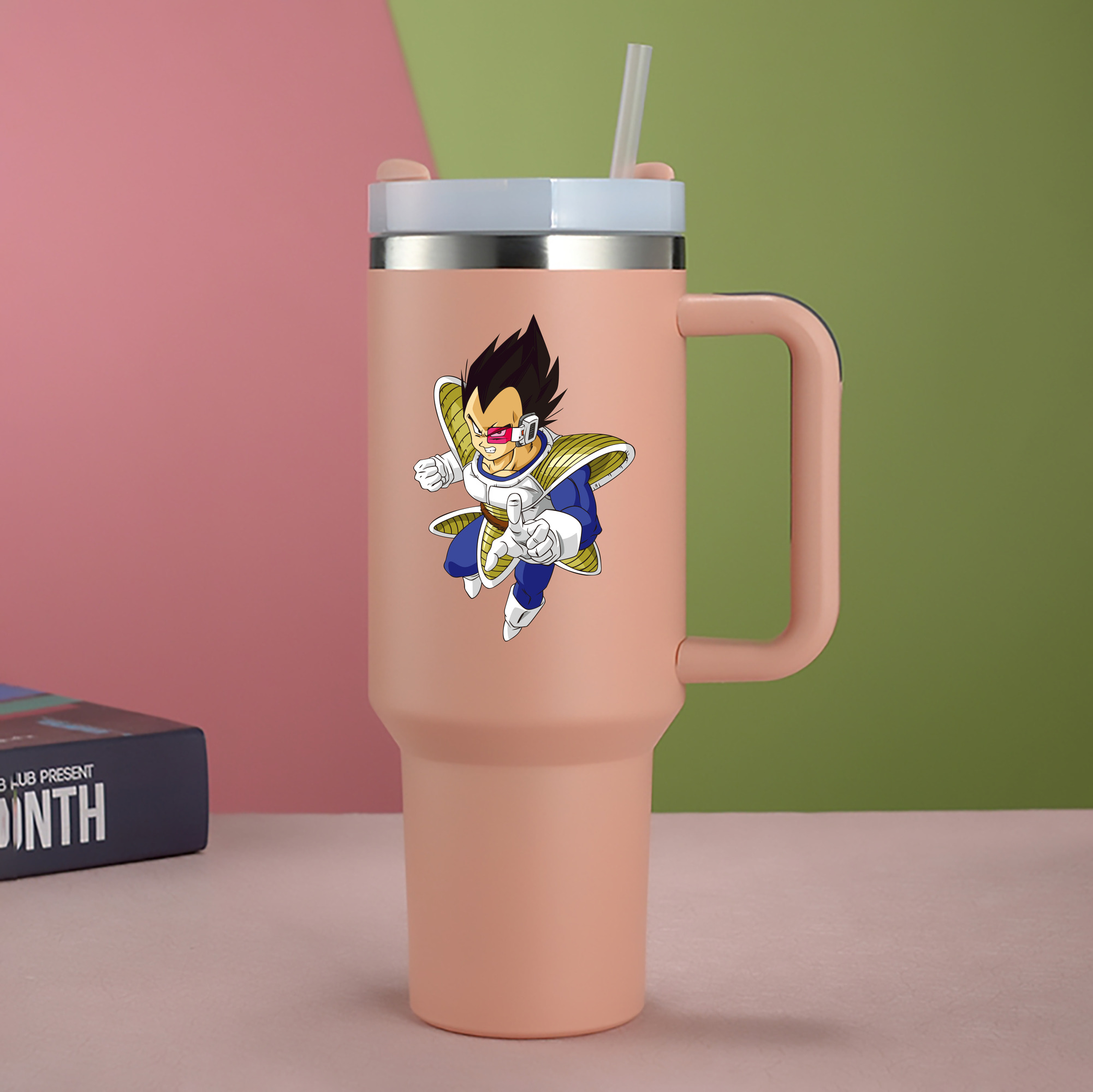 （画像用） ドラゴンボール ベジータ四世（Bejīta Yonsei）DRAGON BALL Vegeta IV 1200mL車用タンブラー - クリスタルステッカー（プラスチックストロー付き）