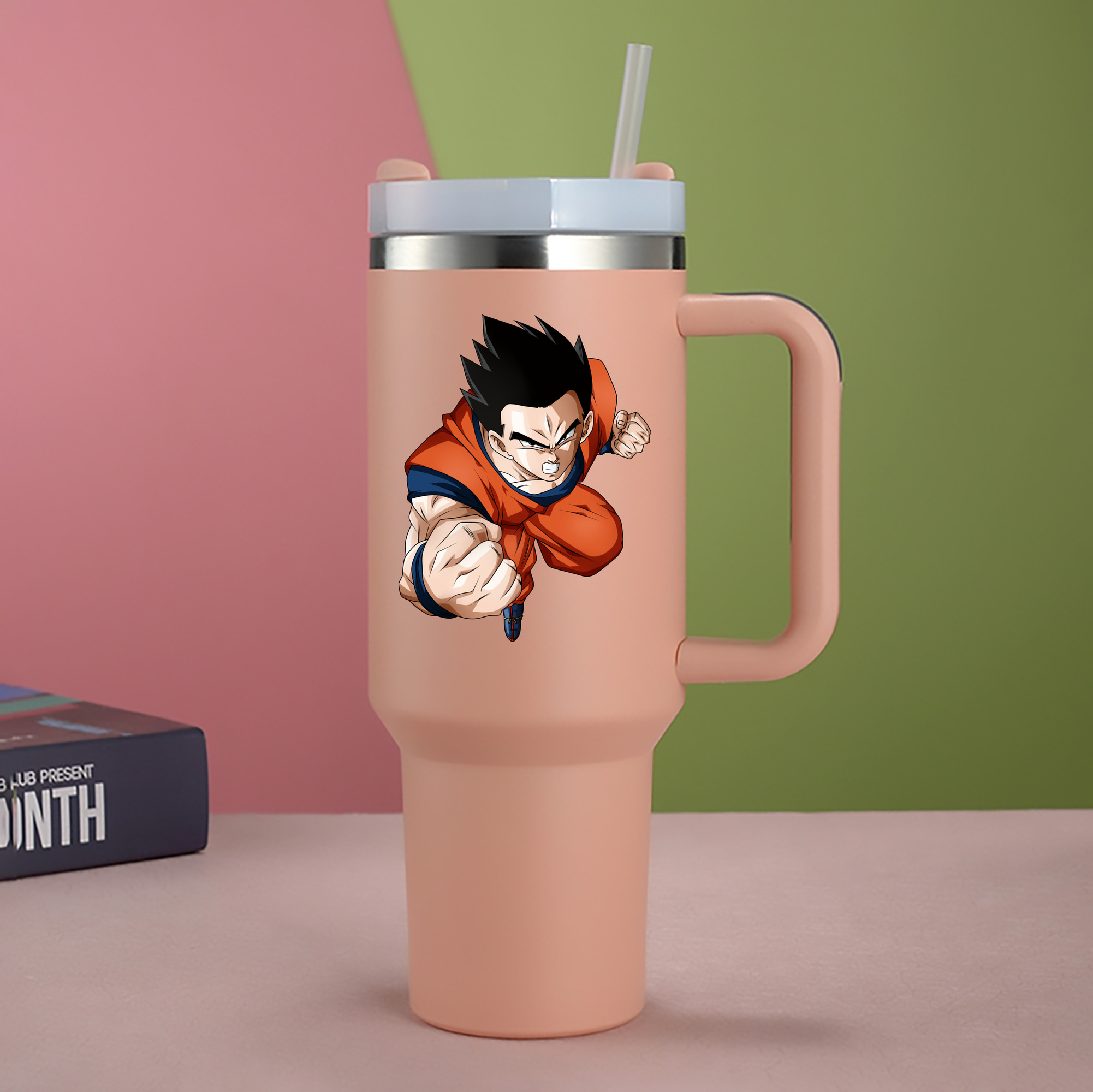 （画像用） ドラゴンボール 孫 悟飯（そんごはん）DRAGON BALL Son Gohan 1200mL車用タンブラー - クリスタルステッカー（プラスチックストロー付き）