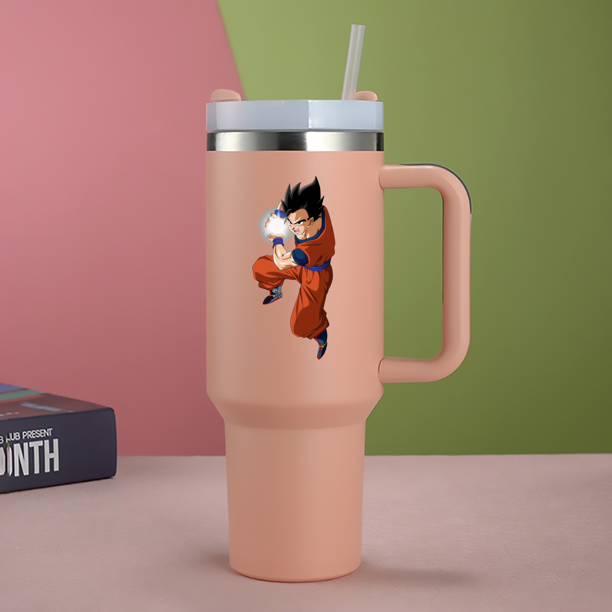（画像用） ドラゴンボール 孫 悟飯（そんごはん）DRAGON BALL Son Gohan 1200mL車用タンブラー - クリスタルステッカー（プラスチックストロー付き）
