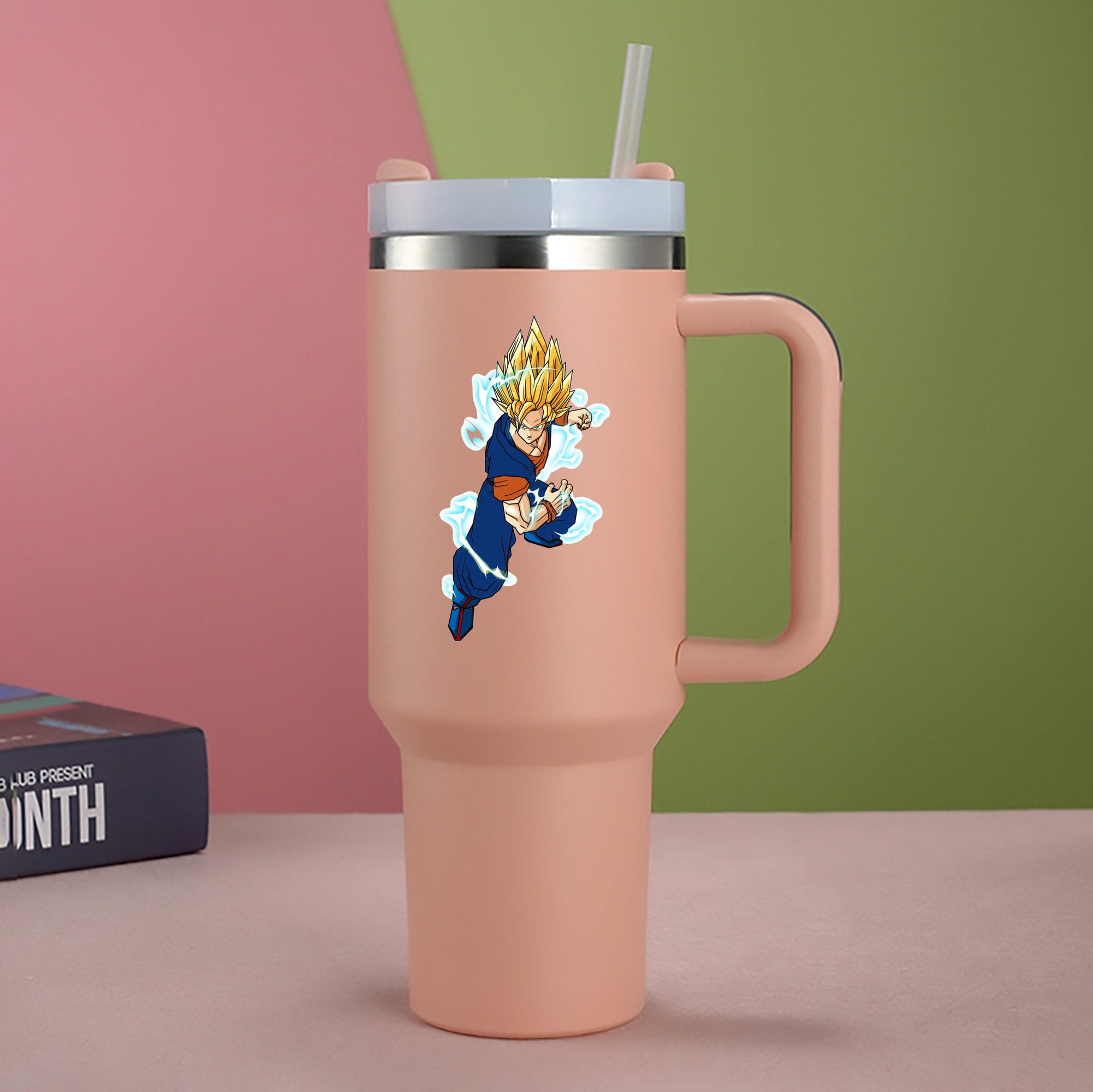 （画像用） ドラゴンボール 孫 悟飯（そんごはん）DRAGON BALL Son Gohan 1200mL車用タンブラー - クリスタルステッカー（プラスチックストロー付き）