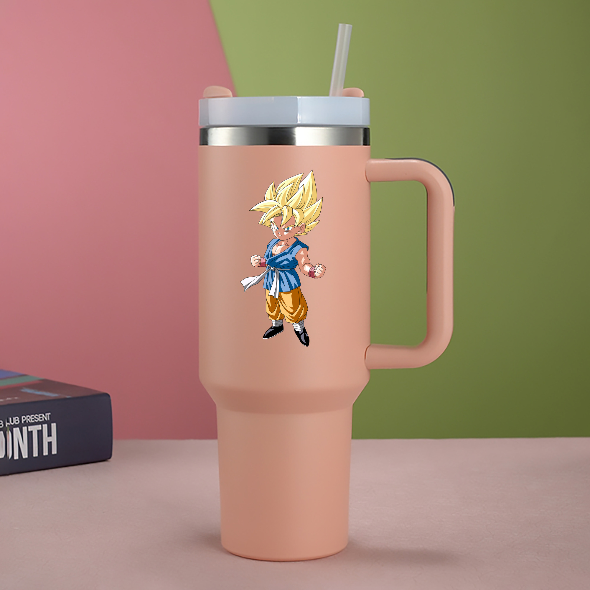 （画像用） ドラゴンボール 孫 悟飯（そんごはん）DRAGON BALL Son Gohan 1200mL車用タンブラー - クリスタルステッカー（プラスチックストロー付き）