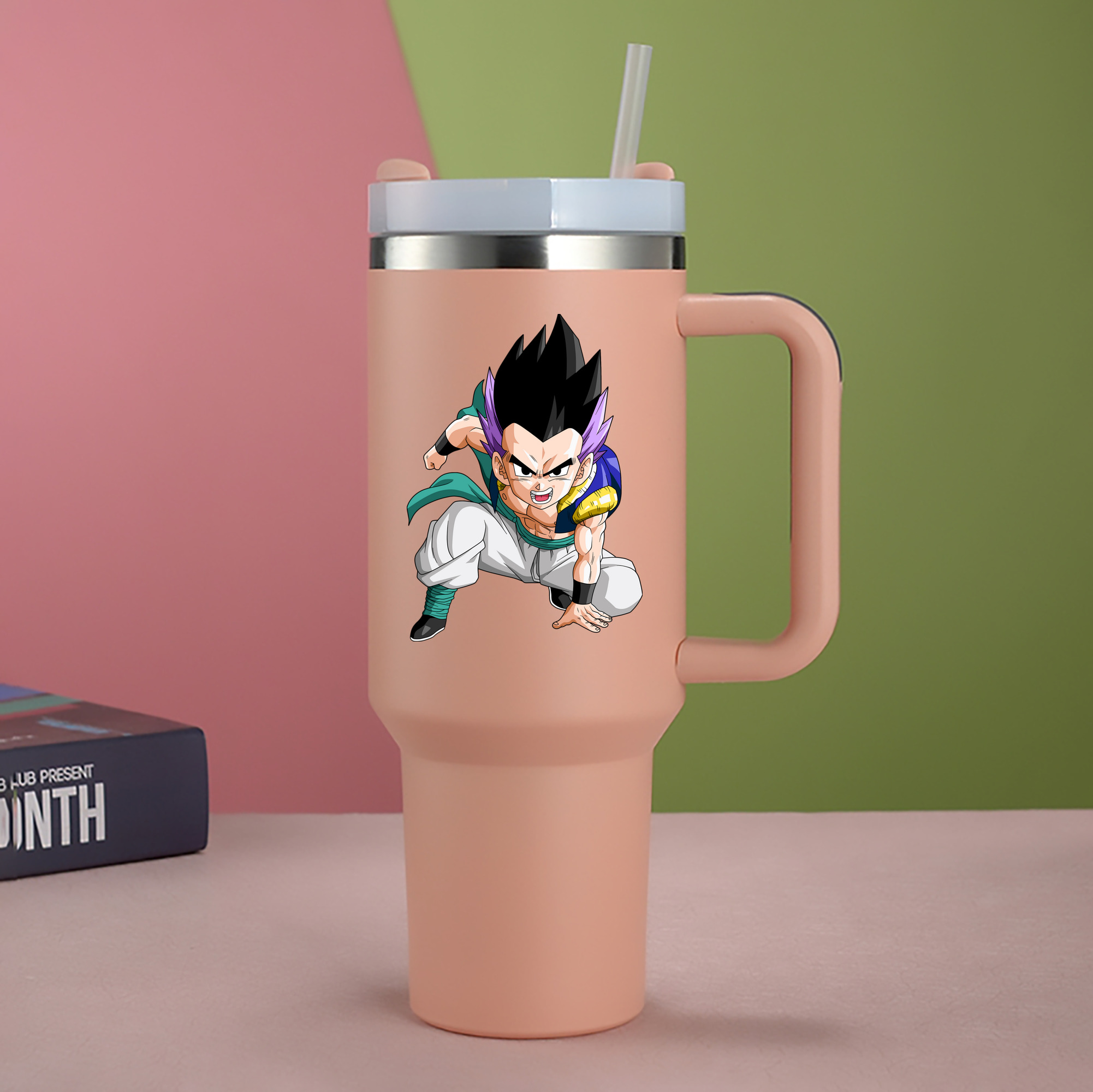 （画像用） ドラゴンボール 孫 悟飯（そんごはん）DRAGON BALL Son Gohan 1200mL車用タンブラー - クリスタルステッカー（プラスチックストロー付き）