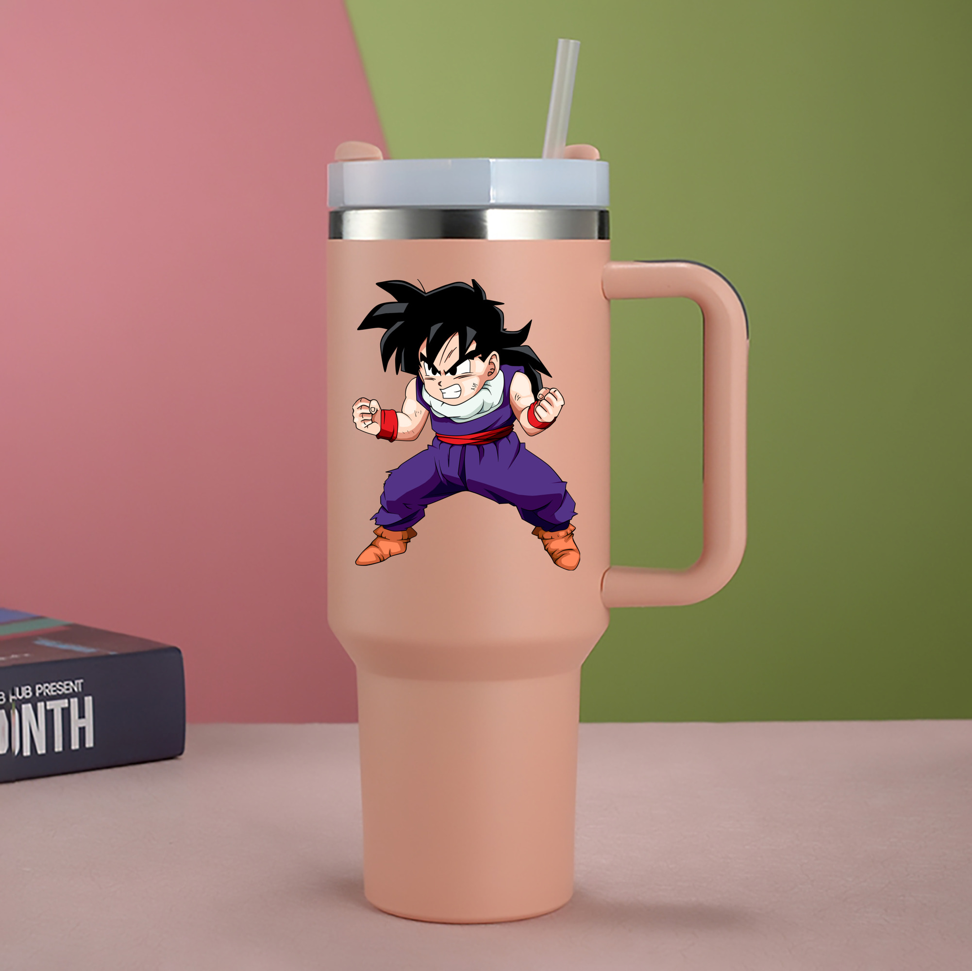 （画像用） ドラゴンボール 孫 悟飯（そんごはん）DRAGON BALL Son Gohan 1200mL車用タンブラー - クリスタルステッカー（プラスチックストロー付き）