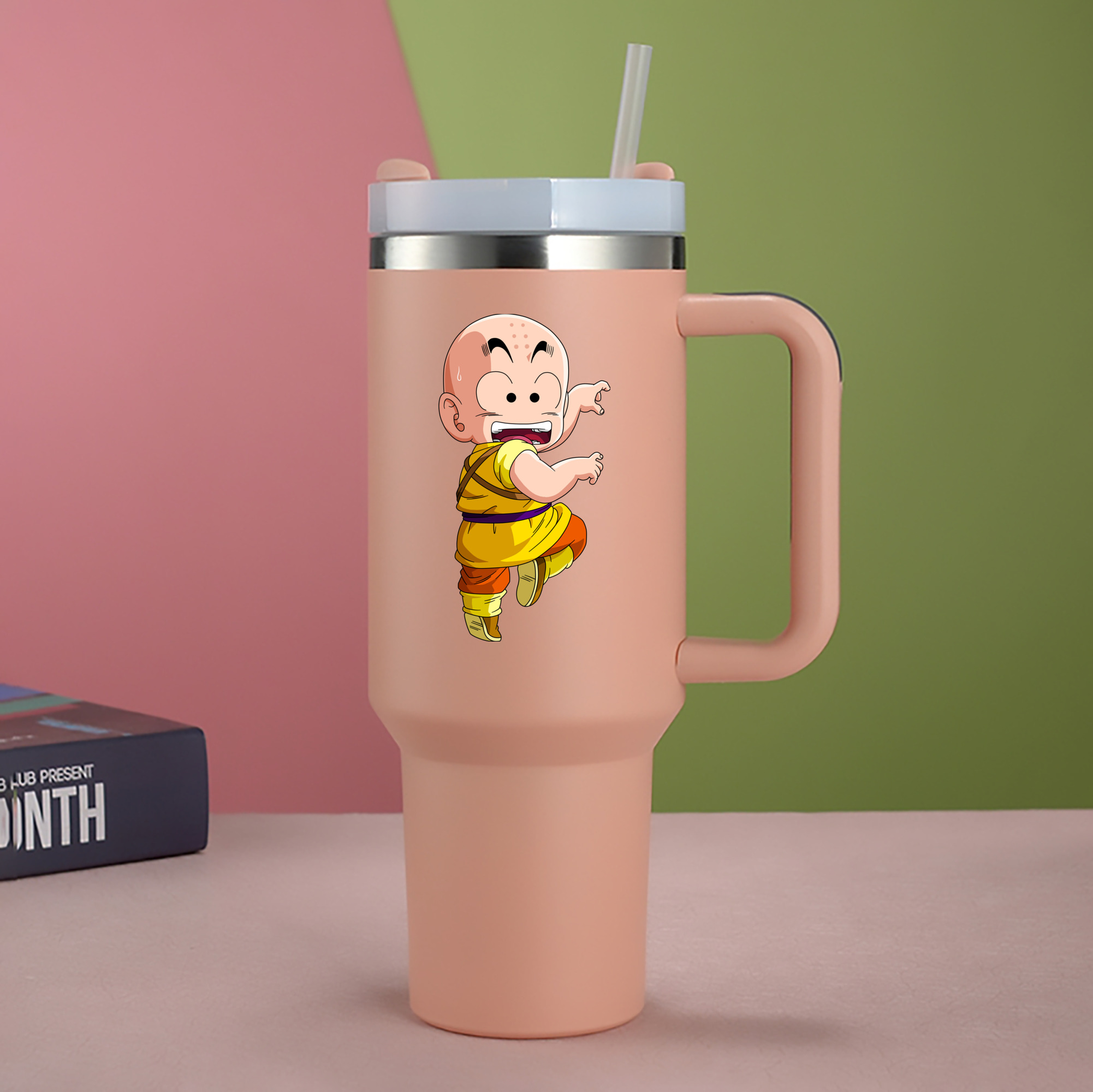 （画像用） ドラゴンボール クリリン DRAGON BALL krillin 1200mL車用タンブラー - クリスタルステッカー（プラスチックストロー付き）