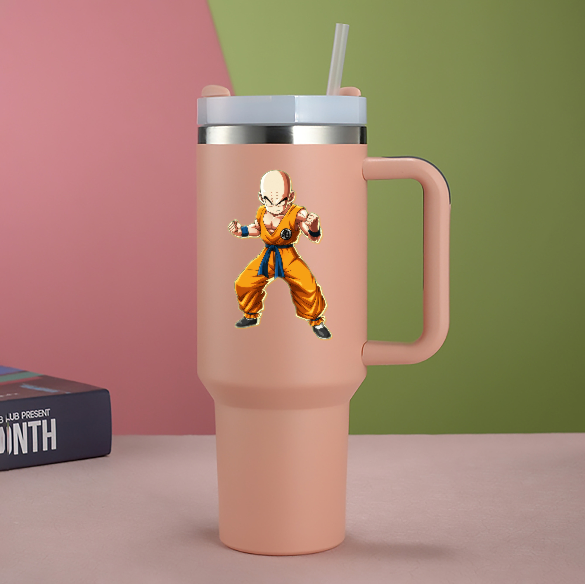 （画像用） ドラゴンボール クリリン DRAGON BALL krillin 1200mL車用タンブラー - クリスタルステッカー（プラスチックストロー付き）