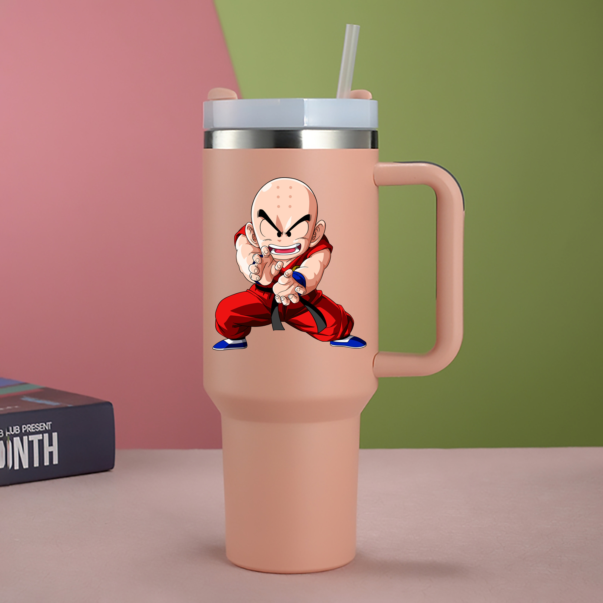 （画像用） ドラゴンボール クリリン DRAGON BALL krillin 1200mL車用タンブラー - クリスタルステッカー（プラスチックストロー付き）