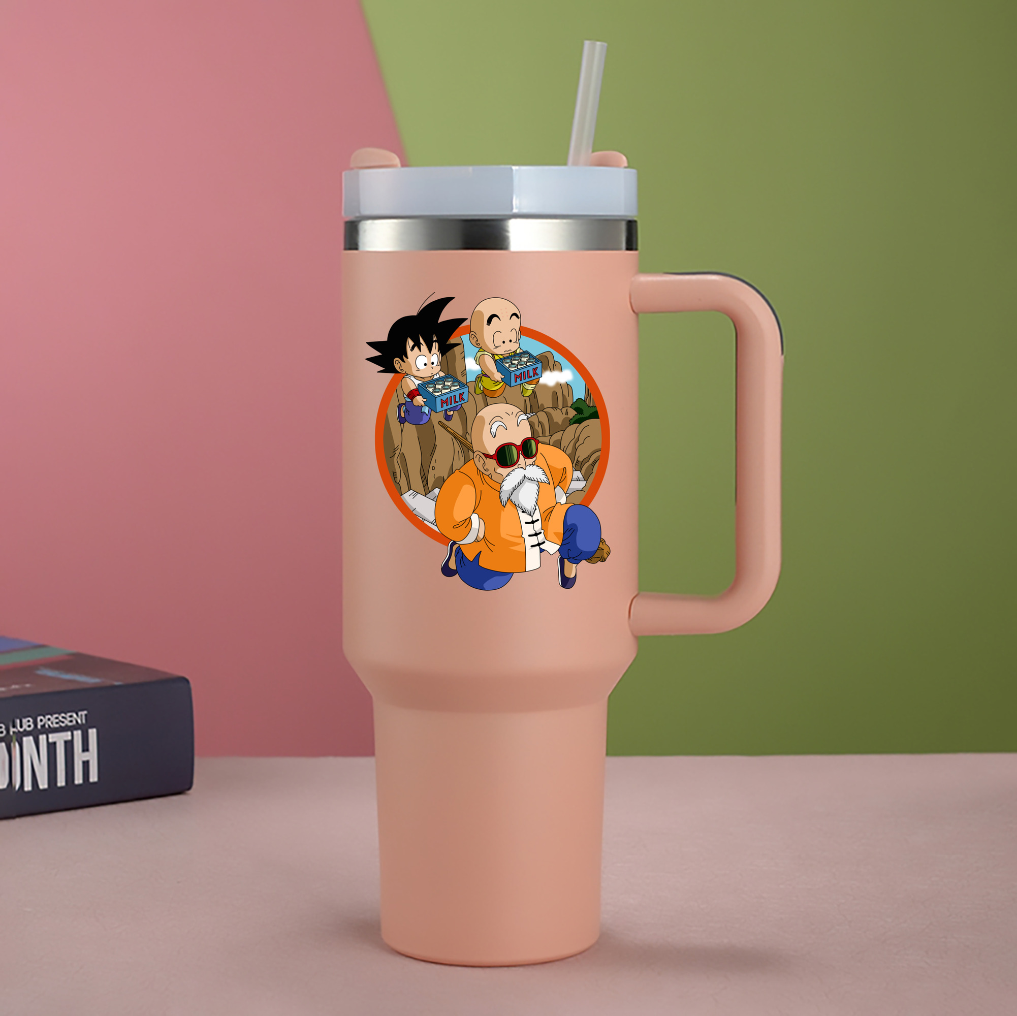 （画像用） ドラゴンボール 亀仙人（かめせんにん） DRAGON BALL Master Roshi Kame Sennin 1200mL車用タンブラー - クリスタルステッカー（プラスチックストロー付き）