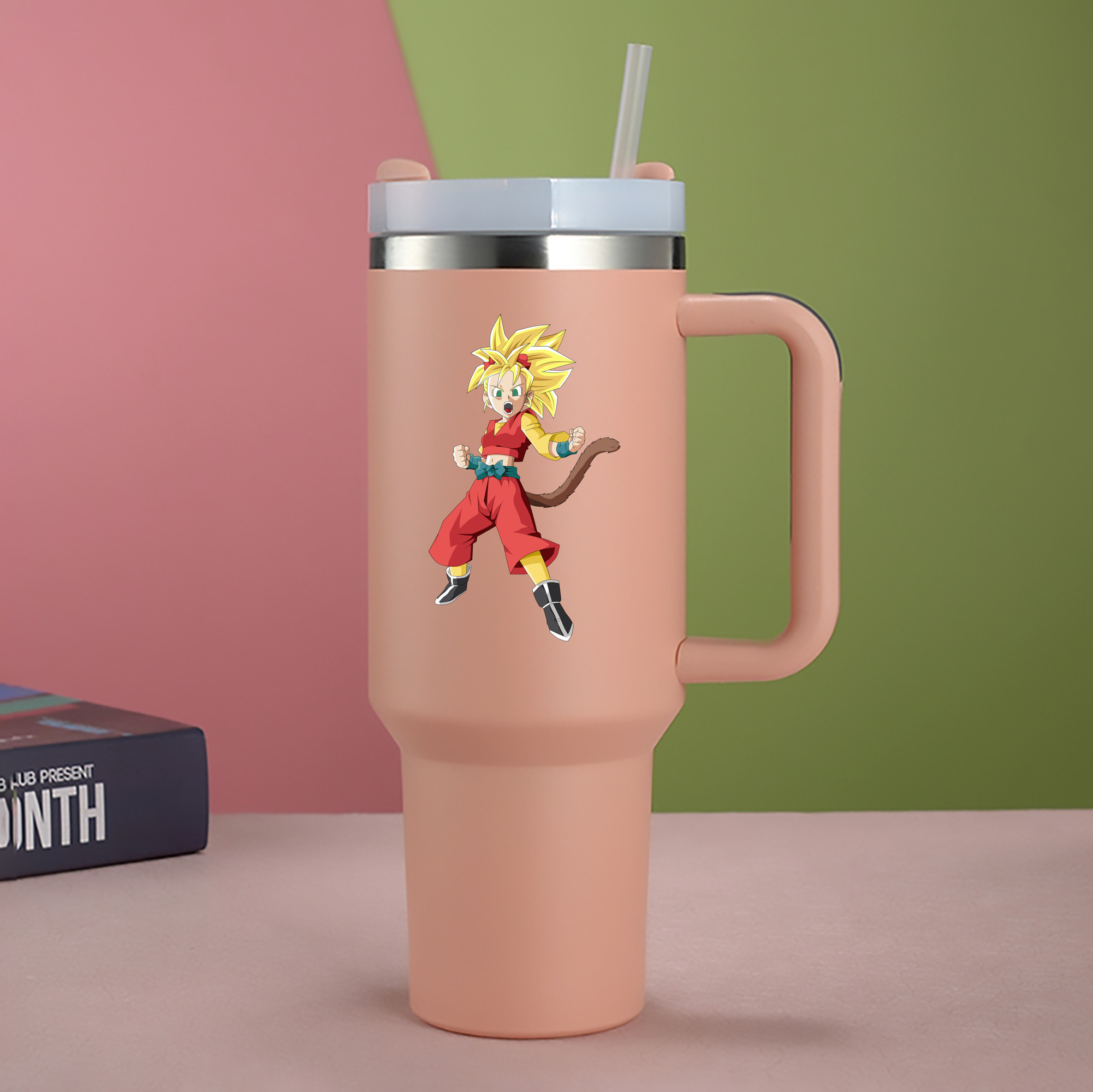 （画像用） ドラゴンボール カリフラ DRAGON BALL Caulifla 1200mL車用タンブラー - クリスタルステッカー（プラスチックストロー付き）