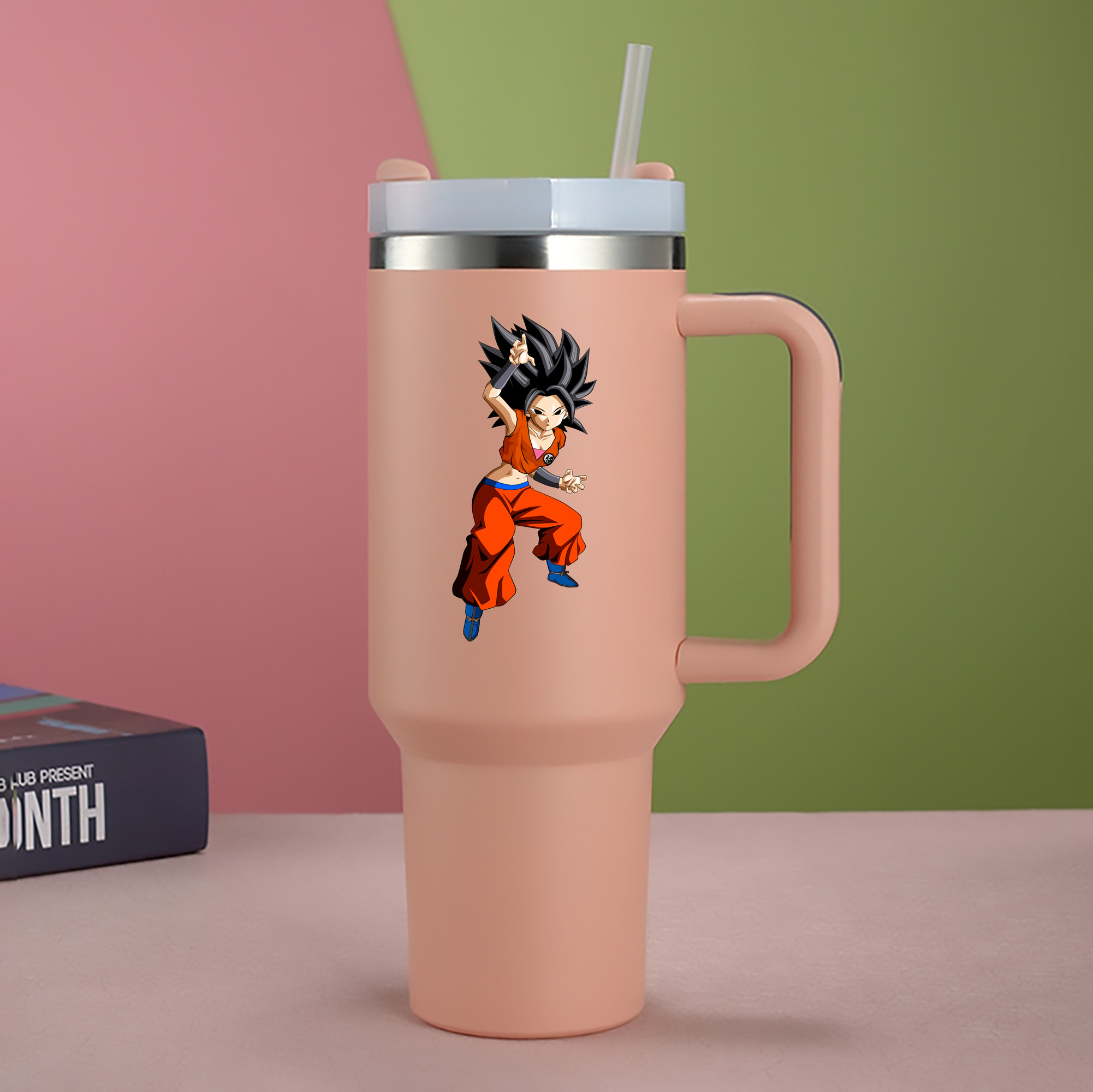（画像用） ドラゴンボール カリフラ DRAGON BALL Caulifla 1200mL車用タンブラー - クリスタルステッカー（プラスチックストロー付き）