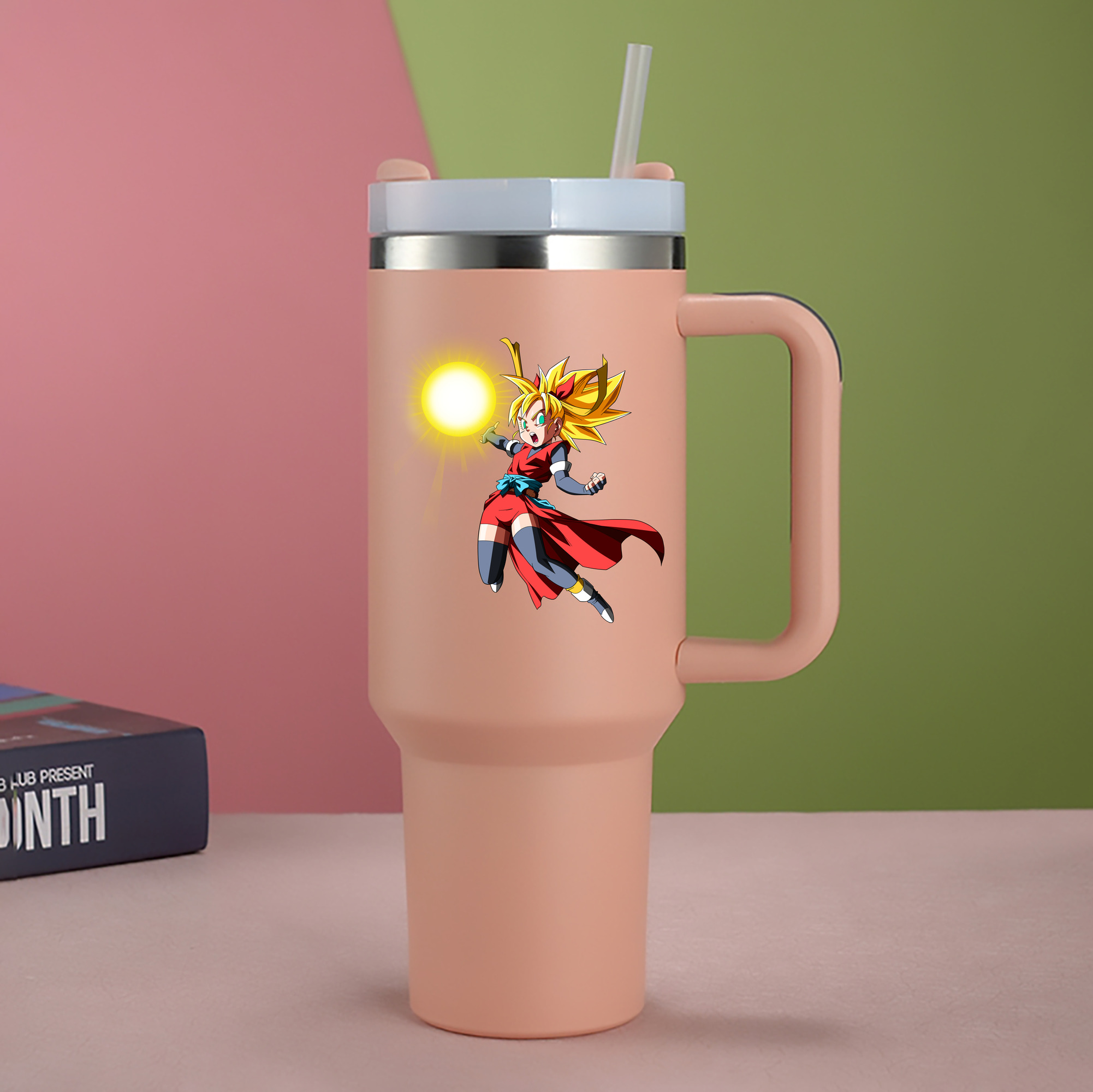（画像用） ドラゴンボール カリフラ DRAGON BALL Caulifla 1200mL車用タンブラー - クリスタルステッカー（プラスチックストロー付き）