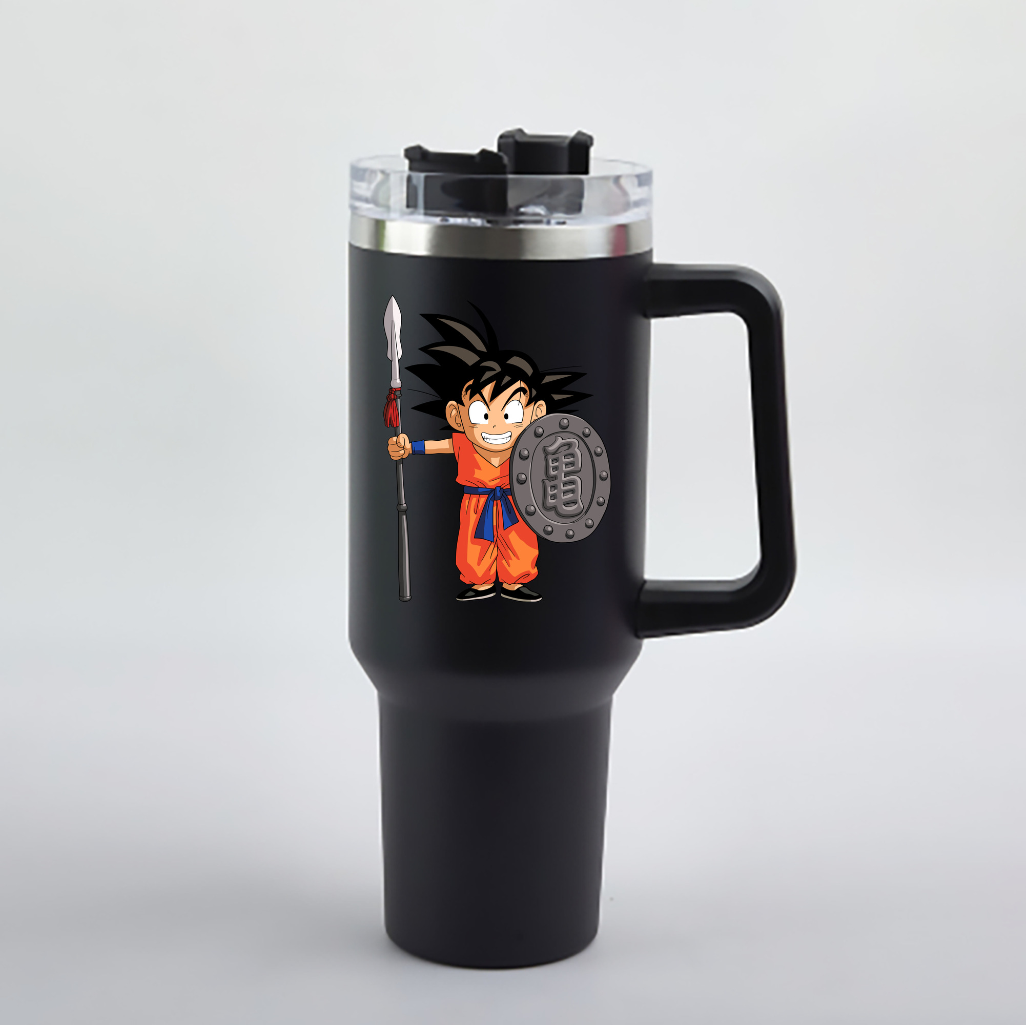 （画像用） ドラゴンボール 孫悟空（そん ごくう）Son Goku カカロット DRAGON BALL Kakarotto 1200mL車用タンブラー - クリスタルステッカー（プラスチックストロー付き）