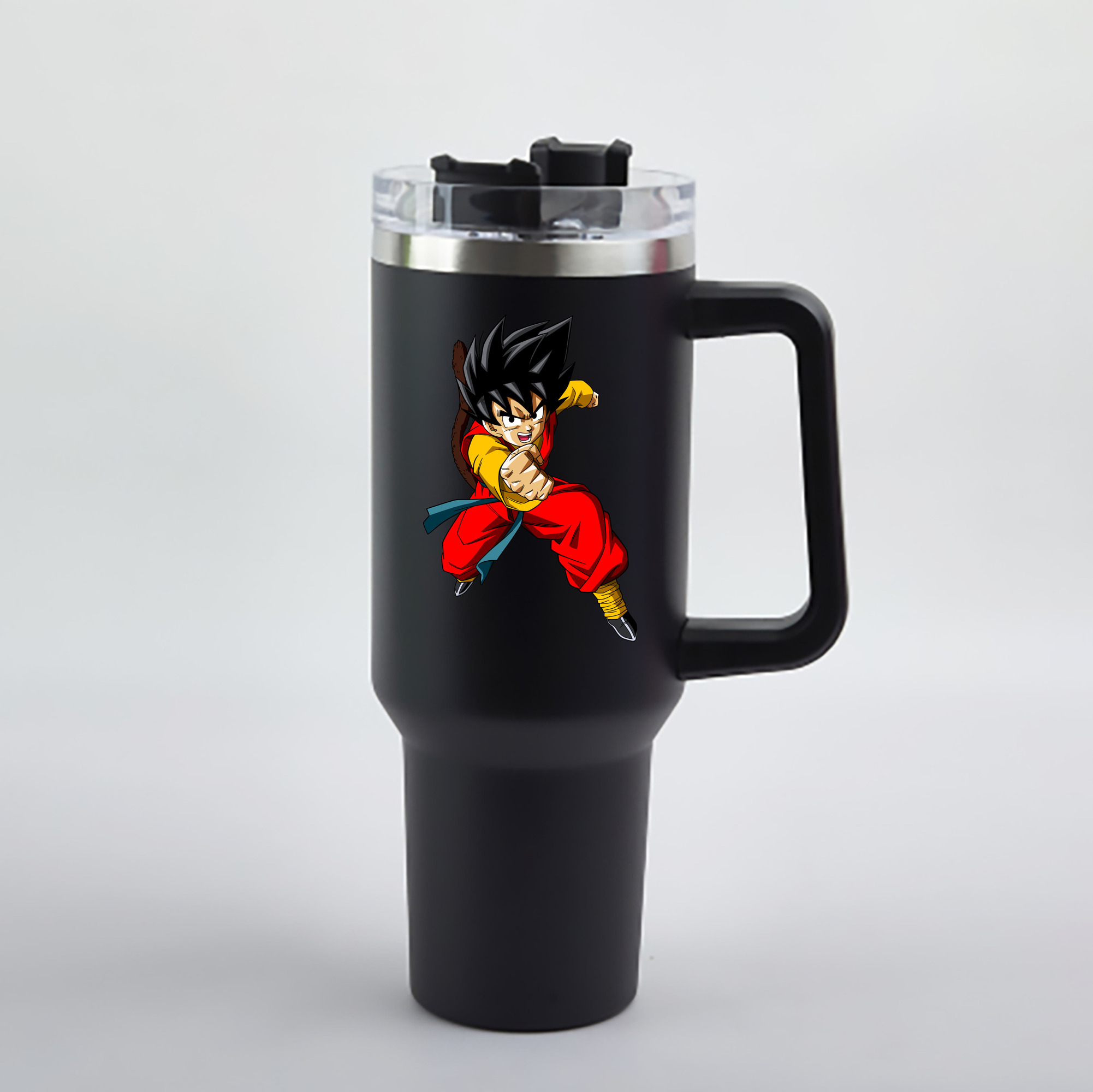 （画像用） ドラゴンボール 孫悟空（そん ごくう）Son Goku カカロット DRAGON BALL Kakarotto 1200mL車用タンブラー - クリスタルステッカー（プラスチックストロー付き）