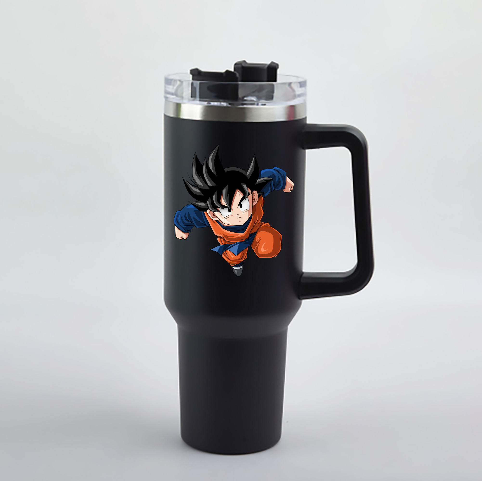 （画像用） ドラゴンボール 孫悟空（そん ごくう）Son Goku カカロット DRAGON BALL Kakarotto 1200mL車用タンブラー - クリスタルステッカー（プラスチックストロー付き）
