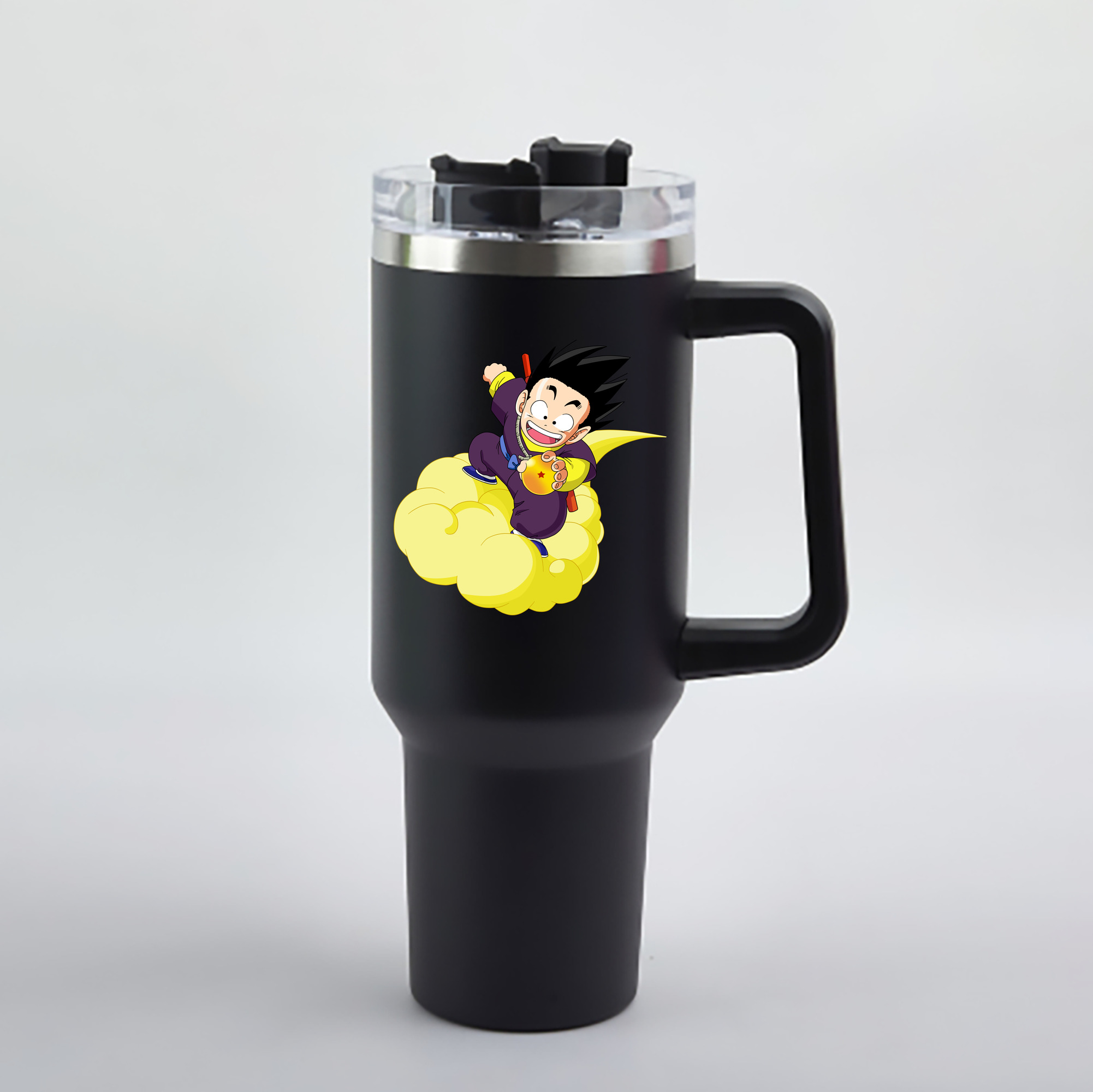 （画像用） ドラゴンボール 孫悟空（そん ごくう）Son Goku カカロット DRAGON BALL Kakarotto 1200mL車用タンブラー - クリスタルステッカー（プラスチックストロー付き）