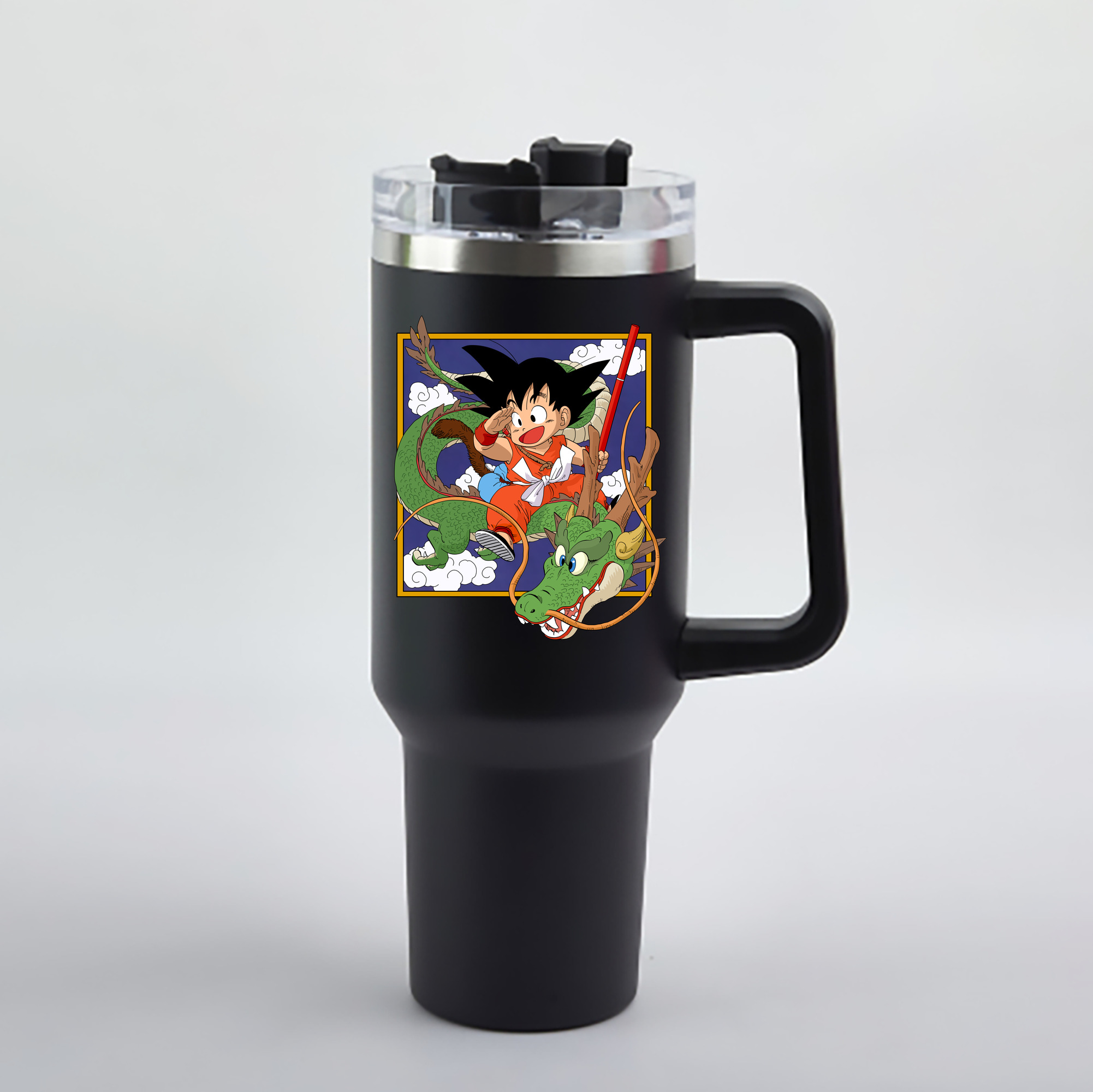 （画像用） ドラゴンボール 孫悟空（そん ごくう）Son Goku カカロット DRAGON BALL Kakarotto 1200mL車用タンブラー - クリスタルステッカー（プラスチックストロー付き）