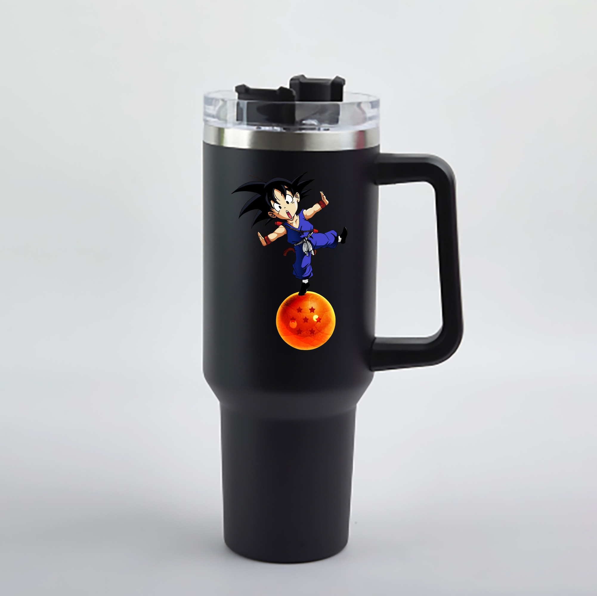 （画像用） ドラゴンボール 孫悟空（そん ごくう）Son Goku カカロット DRAGON BALL Kakarotto 1200mL車用タンブラー - クリスタルステッカー（プラスチックストロー付き）