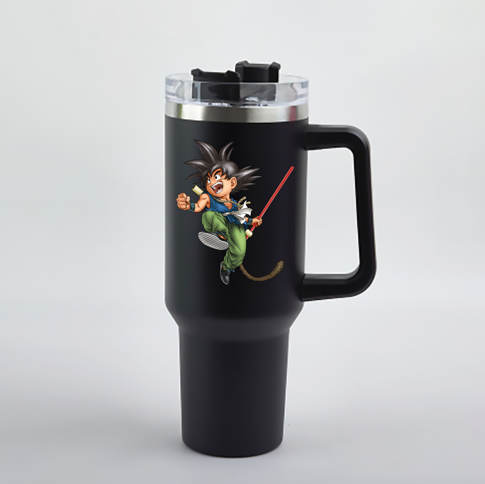 （画像用） ドラゴンボール 孫悟空（そん ごくう）Son Goku カカロット DRAGON BALL Kakarotto 1200mL車用タンブラー - クリスタルステッカー（プラスチックストロー付き）