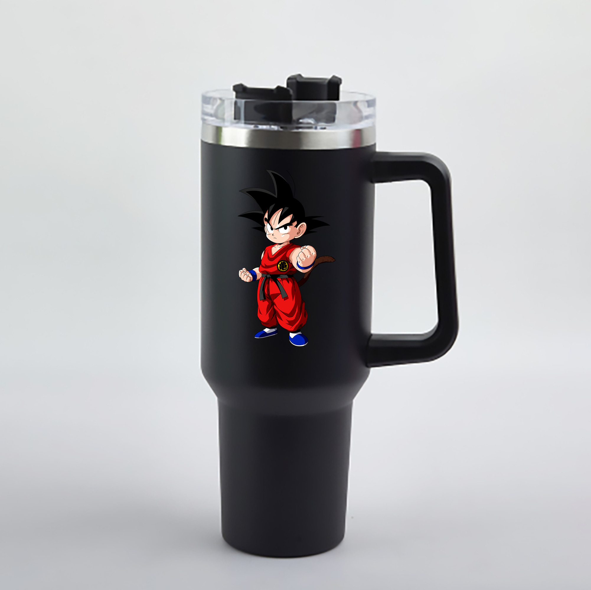 （画像用） ドラゴンボール 孫悟空（そん ごくう）Son Goku カカロット DRAGON BALL Kakarotto 1200mL車用タンブラー - クリスタルステッカー（プラスチックストロー付き）