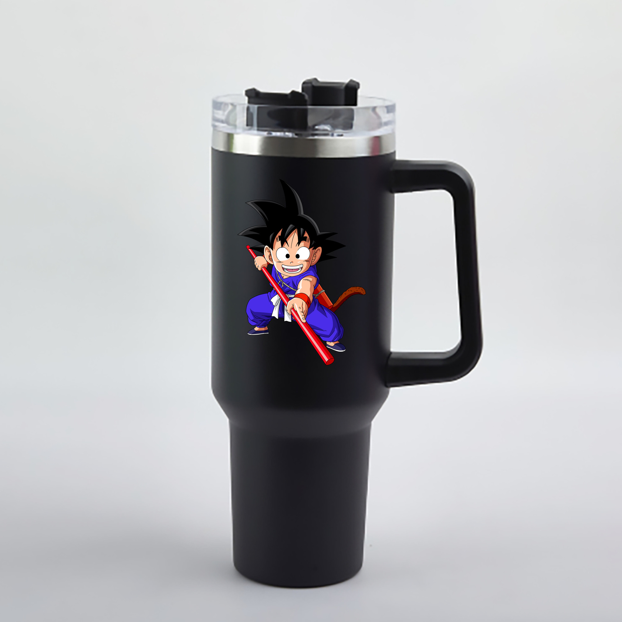 （画像用） ドラゴンボール 孫悟空（そん ごくう）Son Goku カカロット DRAGON BALL Kakarotto 1200mL車用タンブラー - クリスタルステッカー（プラスチックストロー付き）