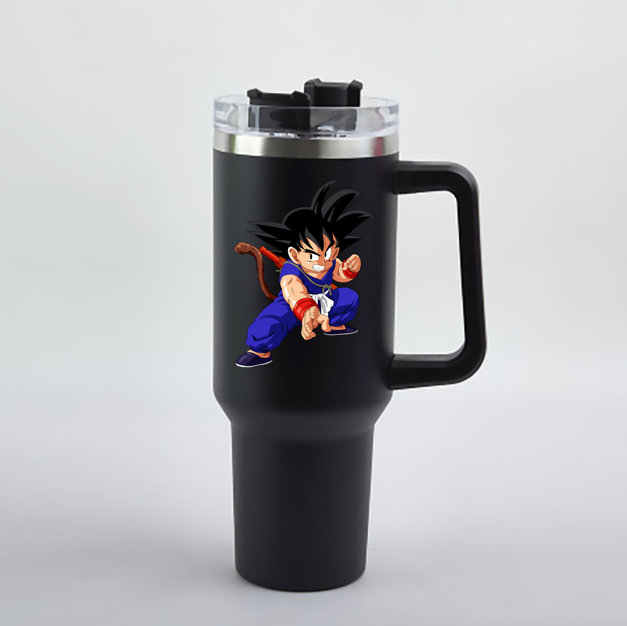 （画像用） ドラゴンボール 孫悟空（そん ごくう）Son Goku カカロット DRAGON BALL Kakarotto 1200mL車用タンブラー - クリスタルステッカー（プラスチックストロー付き）