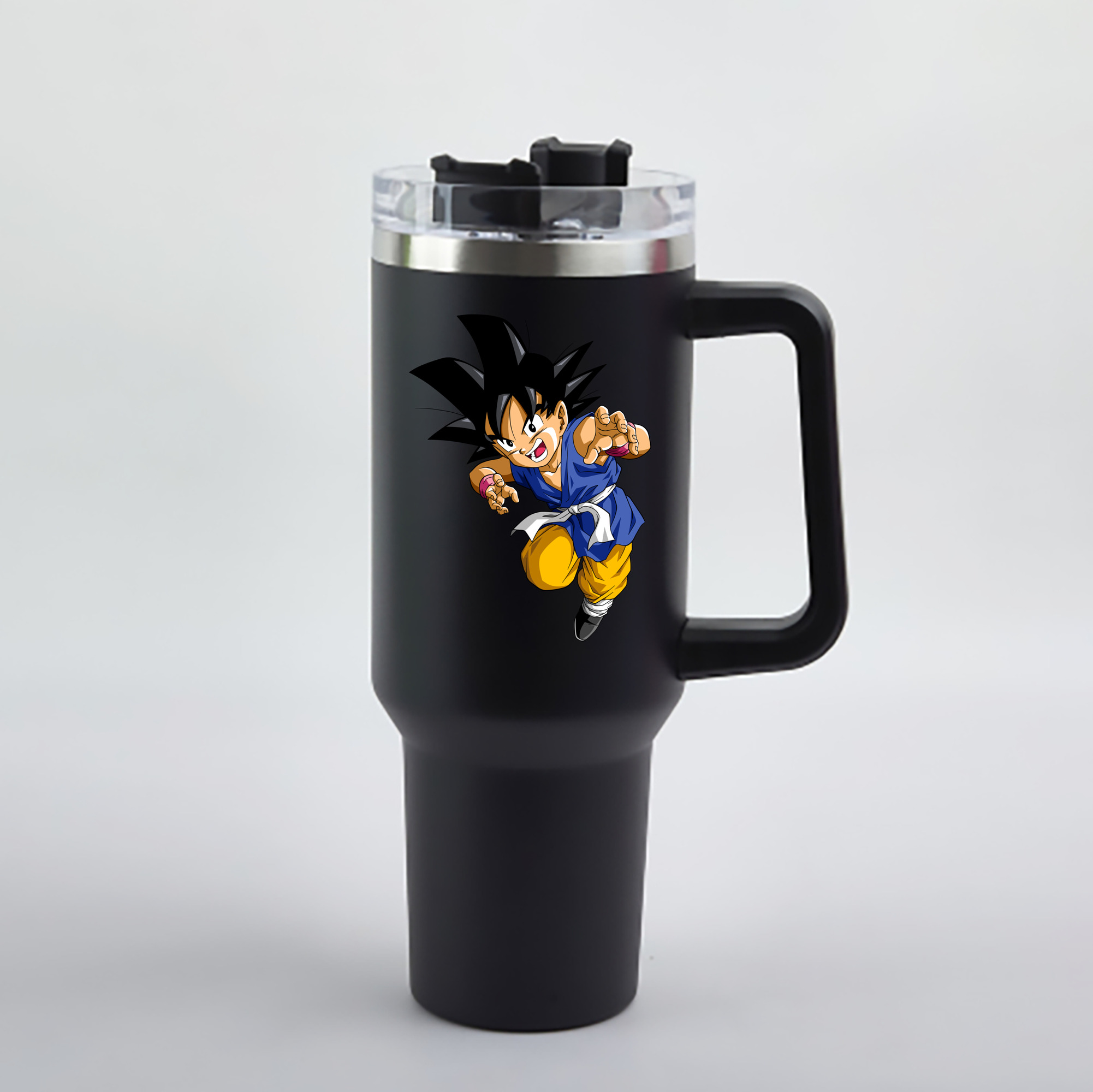 （画像用） ドラゴンボール 孫悟空（そん ごくう）Son Goku カカロット DRAGON BALL Kakarotto 1200mL車用タンブラー - クリスタルステッカー（プラスチックストロー付き）