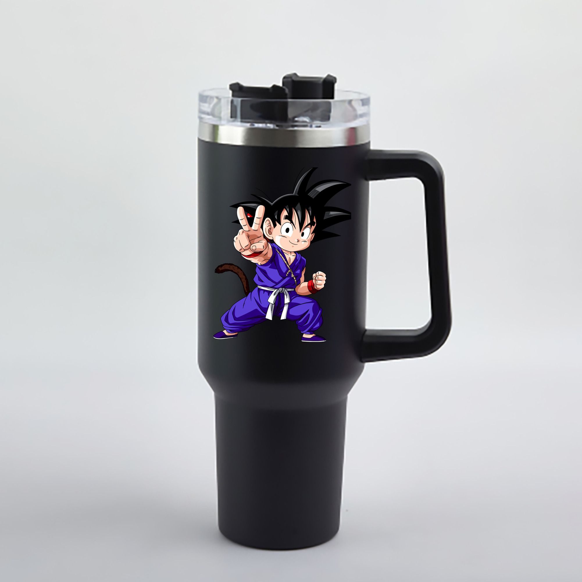（画像用） ドラゴンボール 孫悟空（そん ごくう）Son Goku カカロット DRAGON BALL Kakarotto 1200mL車用タンブラー - クリスタルステッカー（プラスチックストロー付き）