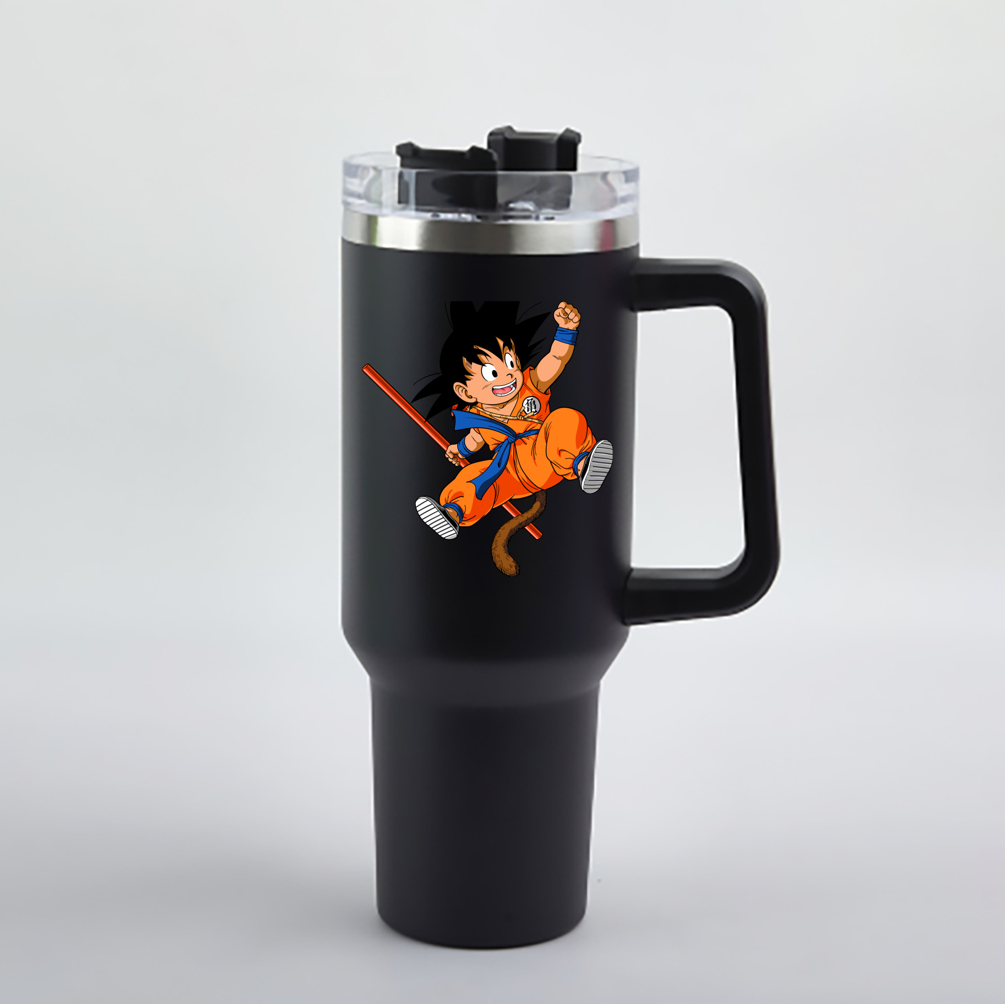 （画像用） ドラゴンボール 孫悟空（そん ごくう）Son Goku カカロット DRAGON BALL Kakarotto 1200mL車用タンブラー - クリスタルステッカー（プラスチックストロー付き）
