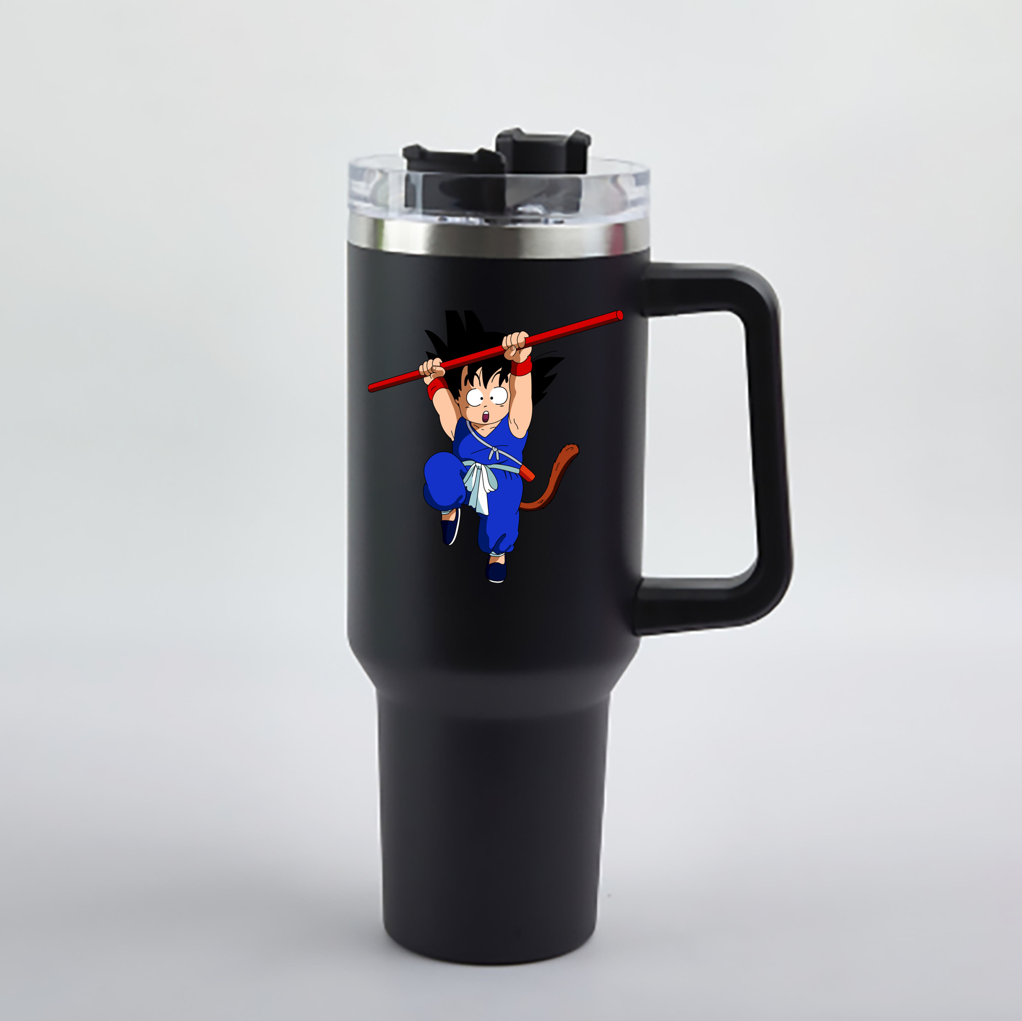 （画像用） ドラゴンボール 孫悟空（そん ごくう）Son Goku カカロット DRAGON BALL Kakarotto 1200mL車用タンブラー - クリスタルステッカー（プラスチックストロー付き）
