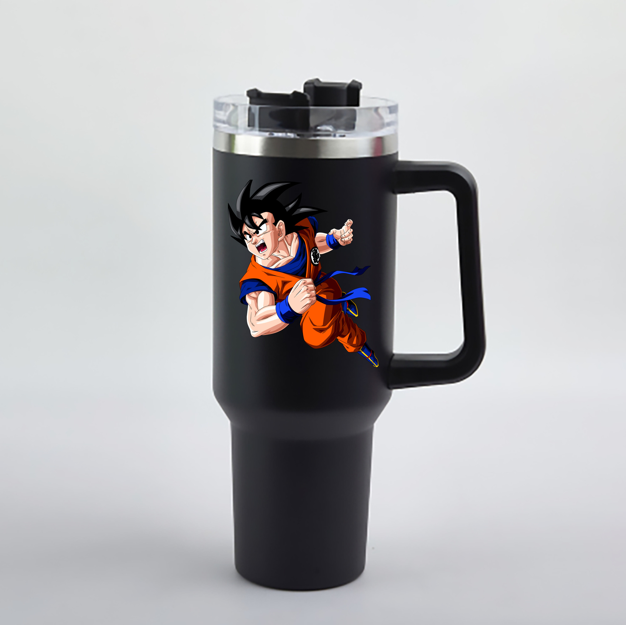 （画像用） ドラゴンボール 孫悟空（そん ごくう）Son Goku カカロット DRAGON BALL Kakarotto 1200mL車用タンブラー - クリスタルステッカー（プラスチックストロー付き）