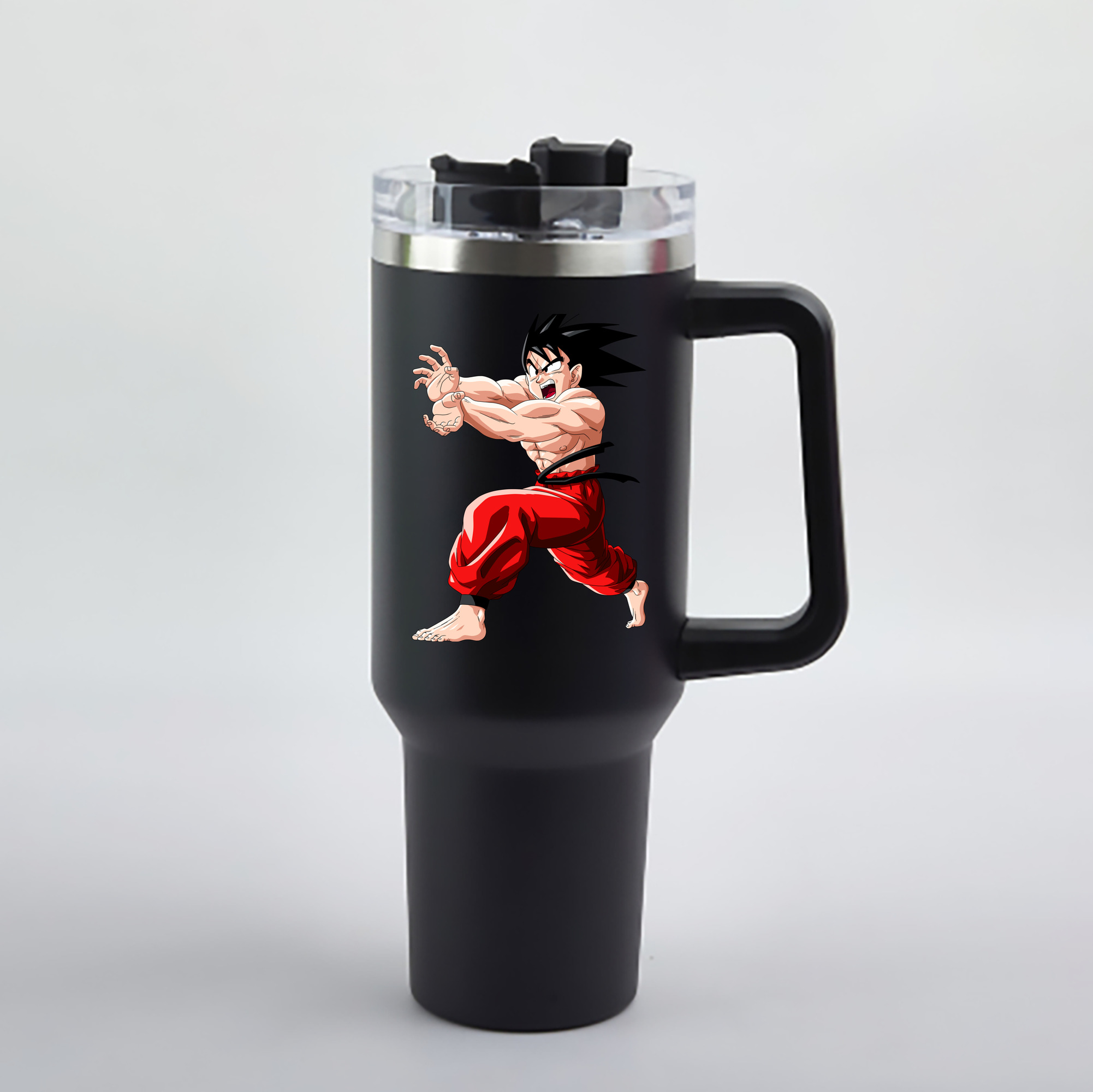 （画像用） ドラゴンボール 孫悟空（そん ごくう）Son Goku カカロット DRAGON BALL Kakarotto 1200mL車用タンブラー - クリスタルステッカー（プラスチックストロー付き）