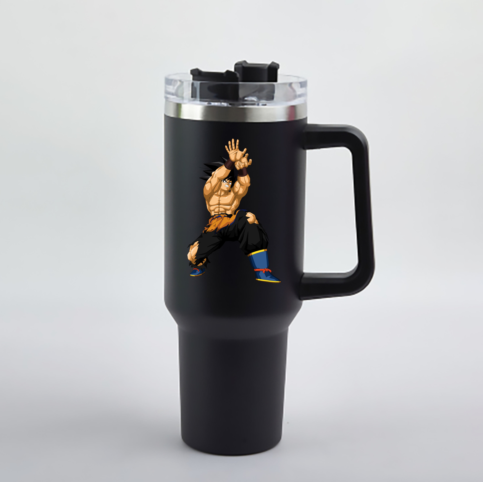 （画像用） ドラゴンボール 孫悟空（そん ごくう）Son Goku カカロット DRAGON BALL Kakarotto 1200mL車用タンブラー - クリスタルステッカー（プラスチックストロー付き）