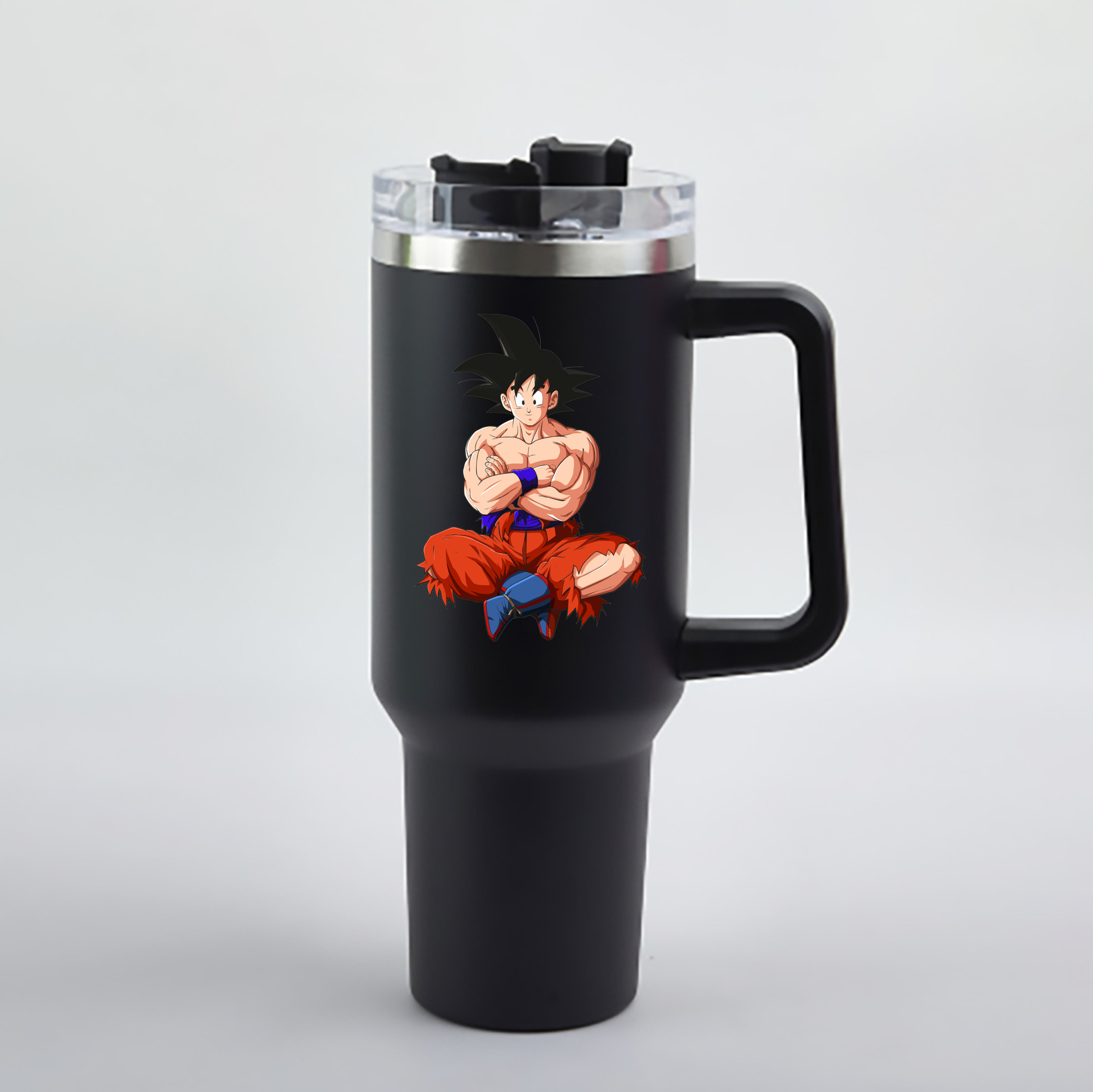 （画像用） ドラゴンボール 孫悟空（そん ごくう）Son Goku カカロット DRAGON BALL Kakarotto 1200mL車用タンブラー - クリスタルステッカー（プラスチックストロー付き）