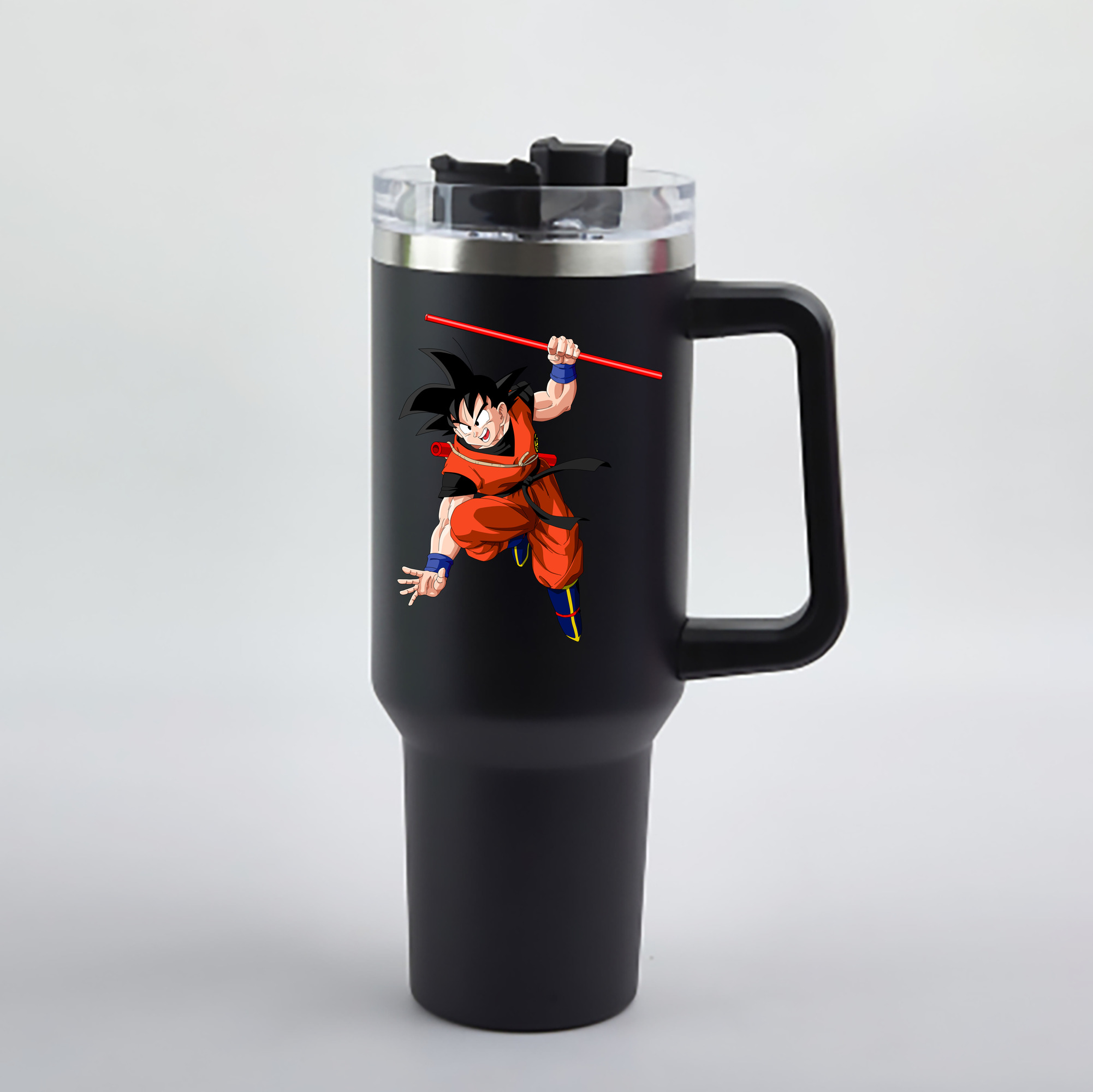（画像用） ドラゴンボール 孫悟空（そん ごくう）Son Goku カカロット DRAGON BALL Kakarotto 1200mL車用タンブラー - クリスタルステッカー（プラスチックストロー付き）