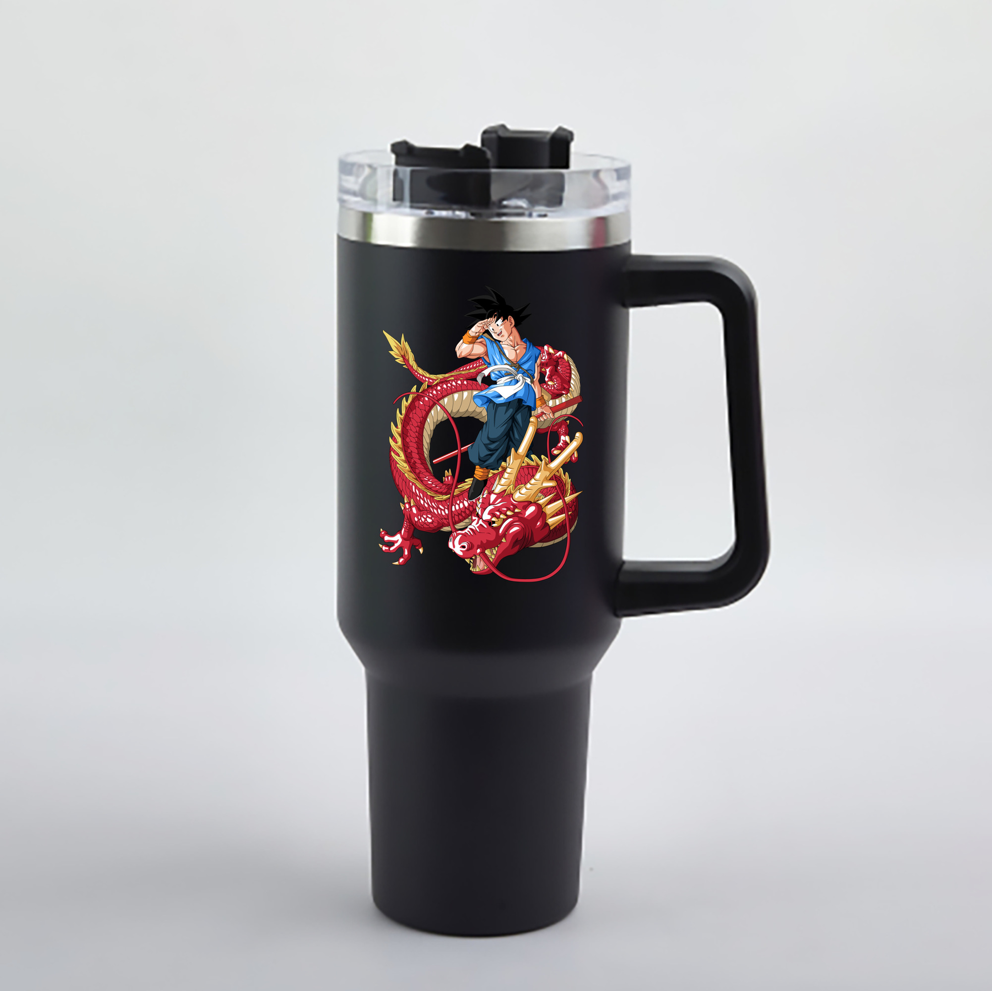 （画像用） ドラゴンボール 孫悟空（そん ごくう）Son Goku カカロット DRAGON BALL Kakarotto 1200mL車用タンブラー - クリスタルステッカー（プラスチックストロー付き）