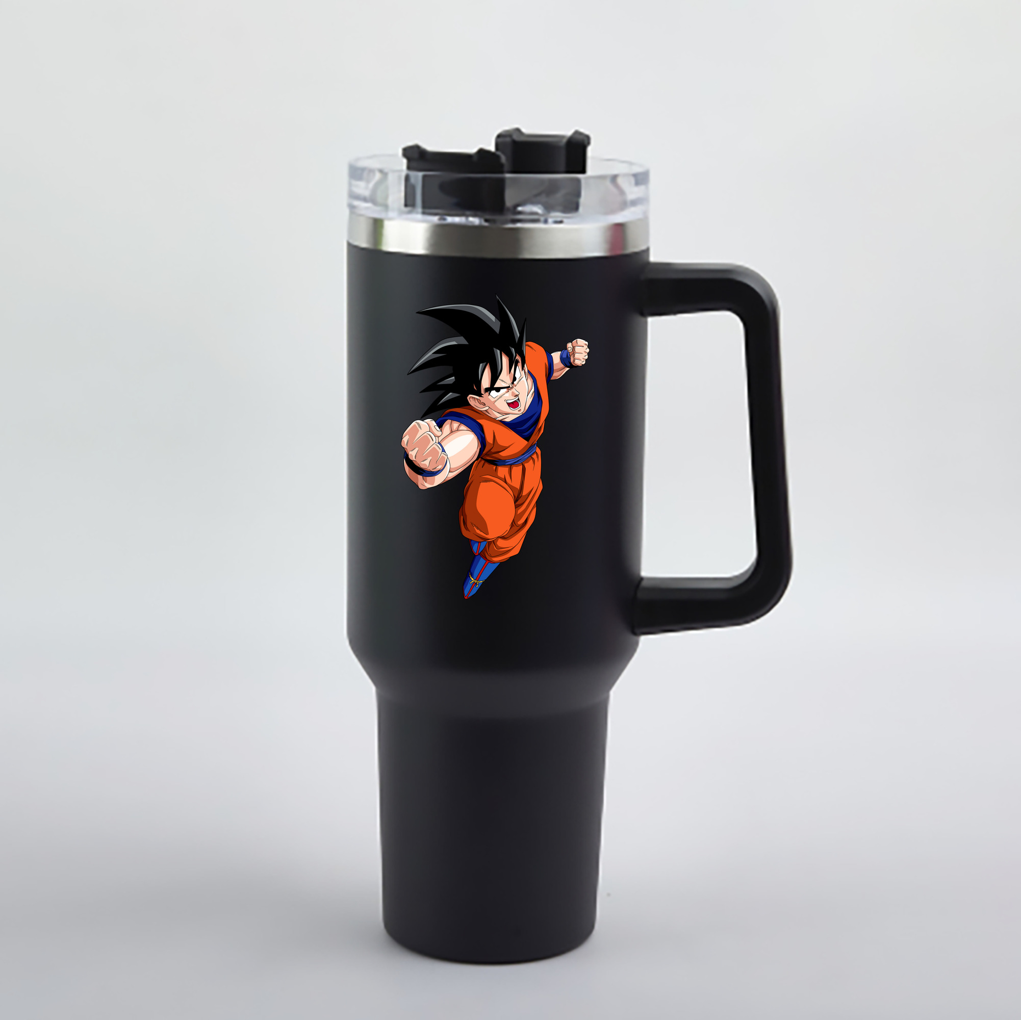 （画像用） ドラゴンボール 孫悟空（そん ごくう）Son Goku カカロット DRAGON BALL Kakarotto 1200mL車用タンブラー - クリスタルステッカー（プラスチックストロー付き）