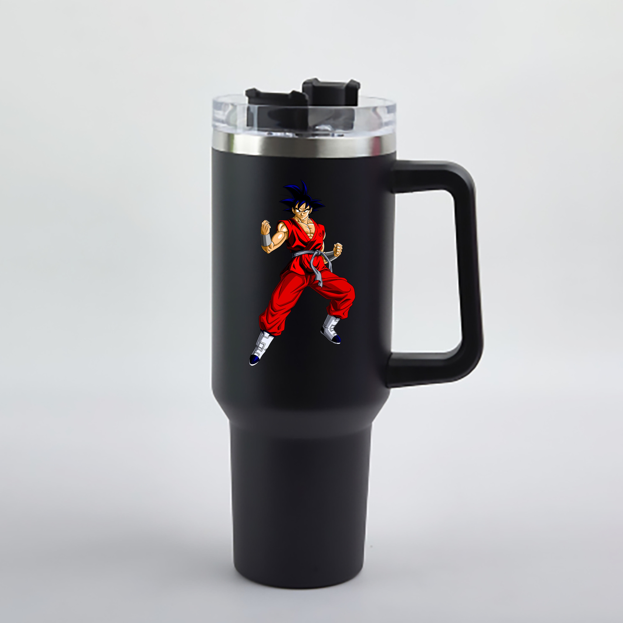 （画像用） ドラゴンボール 孫悟空（そん ごくう）Son Goku カカロット DRAGON BALL Kakarotto 1200mL車用タンブラー - クリスタルステッカー（プラスチックストロー付き）