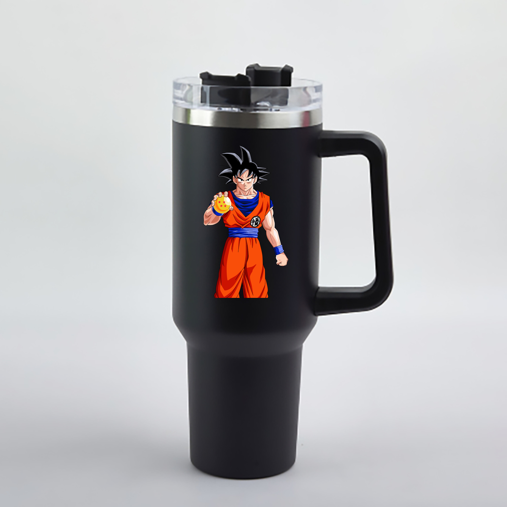 （画像用） ドラゴンボール 孫悟空（そん ごくう）Son Goku カカロット DRAGON BALL Kakarotto 1200mL車用タンブラー - クリスタルステッカー（プラスチックストロー付き）
