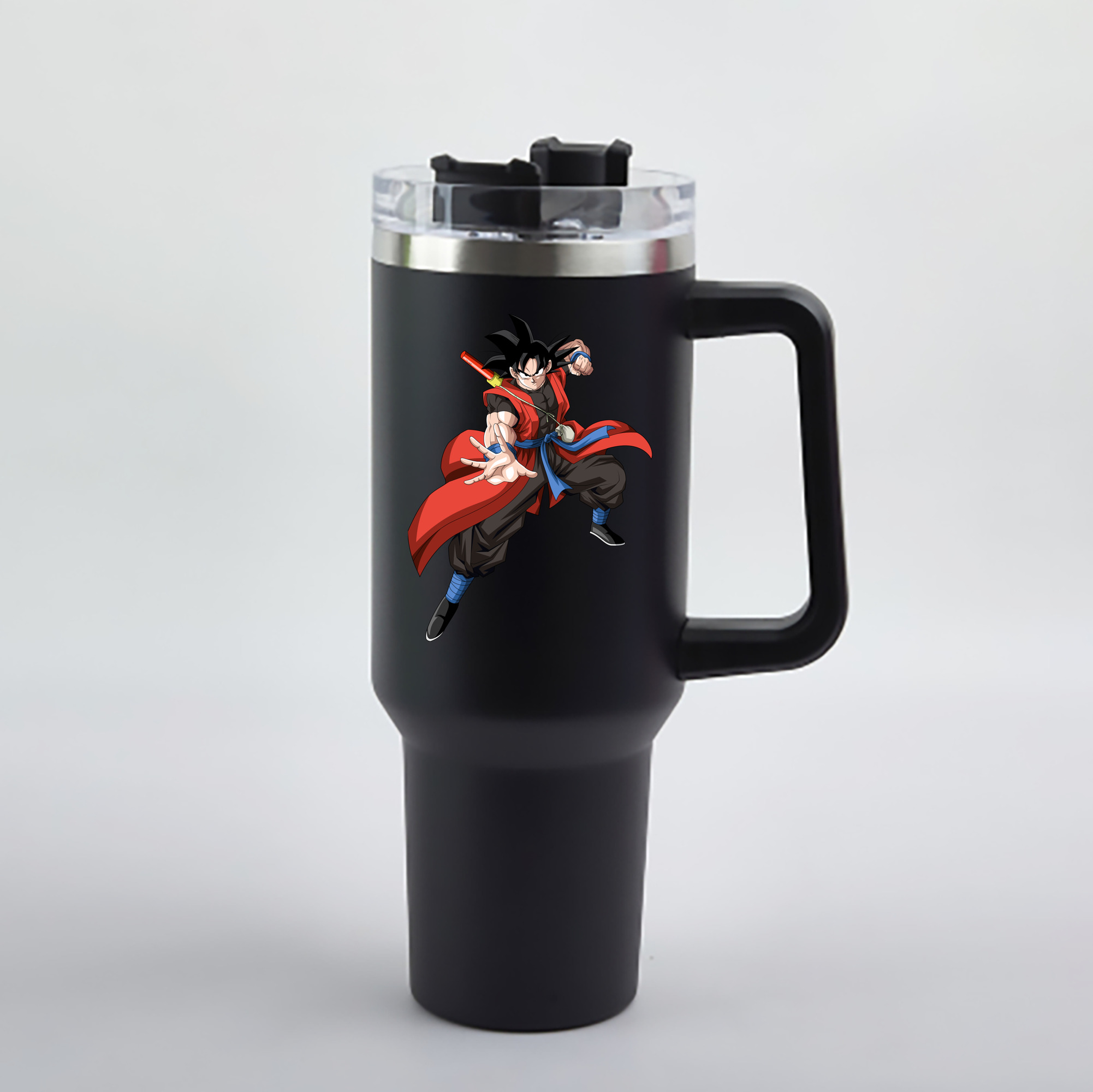 （画像用） ドラゴンボール 孫悟空（そん ごくう）Son Goku カカロット DRAGON BALL Kakarotto 1200mL車用タンブラー - クリスタルステッカー（プラスチックストロー付き）