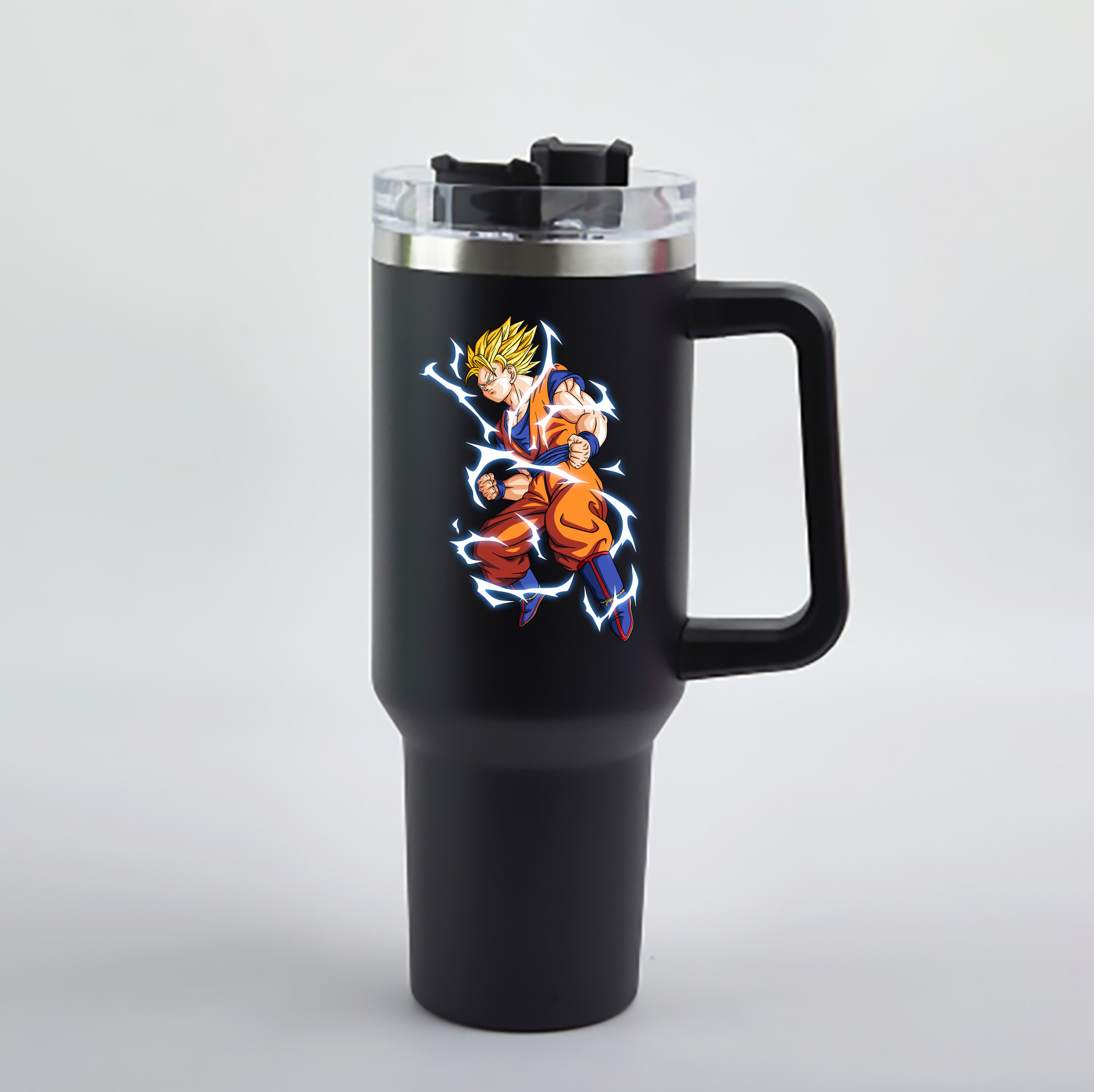 （画像用） ドラゴンボール 孫悟空（そん ごくう）Son Goku カカロット DRAGON BALL Kakarotto 1200mL車用タンブラー - クリスタルステッカー（プラスチックストロー付き）