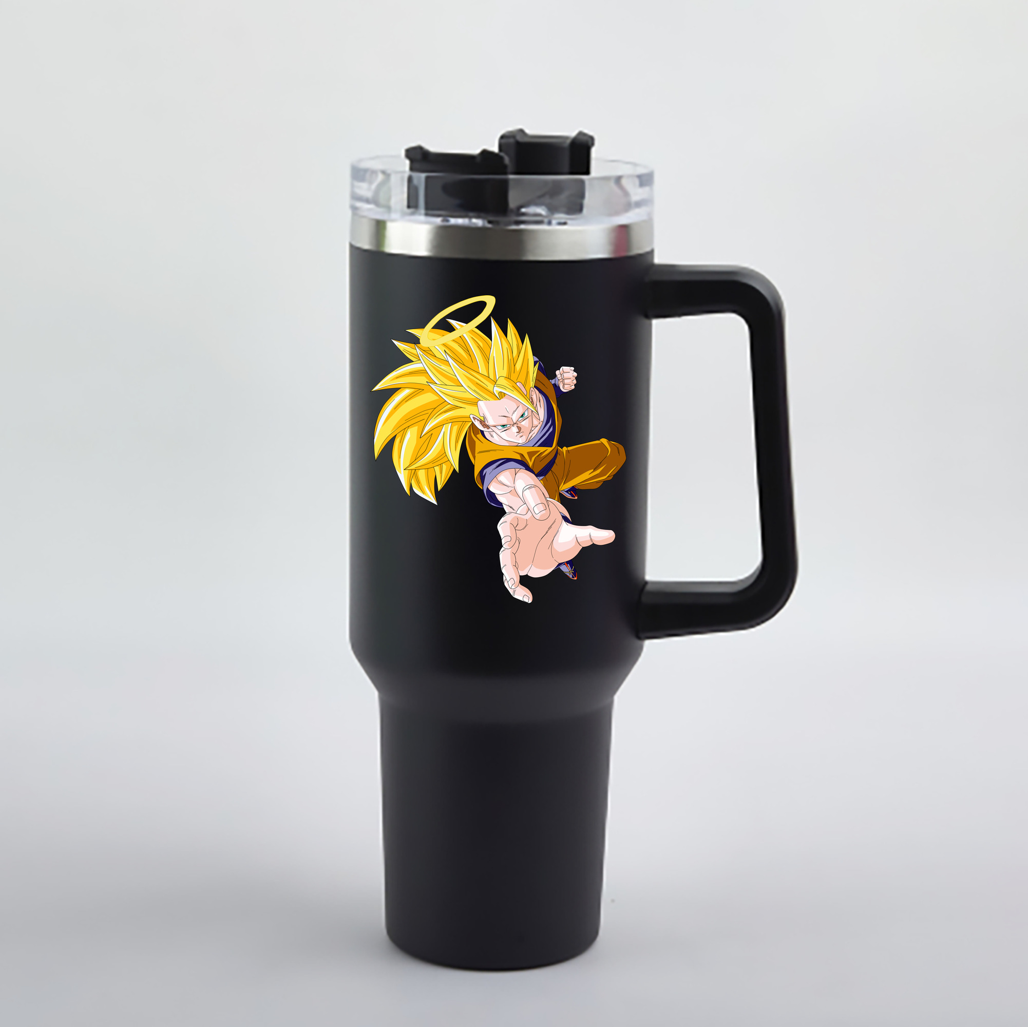 （画像用） ドラゴンボール 孫悟空（そん ごくう）Son Goku カカロット DRAGON BALL Kakarotto 1200mL車用タンブラー - クリスタルステッカー（プラスチックストロー付き）