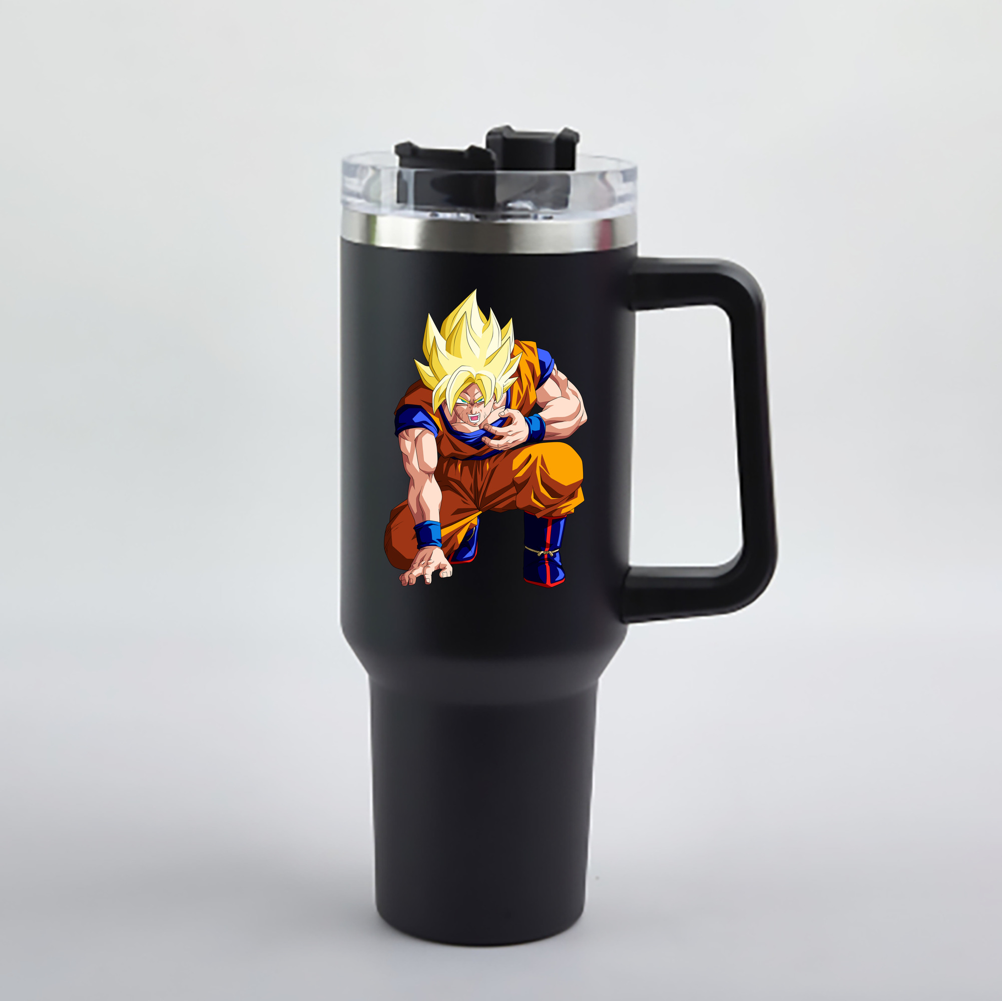 （画像用） ドラゴンボール 孫悟空（そん ごくう）Son Goku カカロット DRAGON BALL Kakarotto 1200mL車用タンブラー - クリスタルステッカー（プラスチックストロー付き）