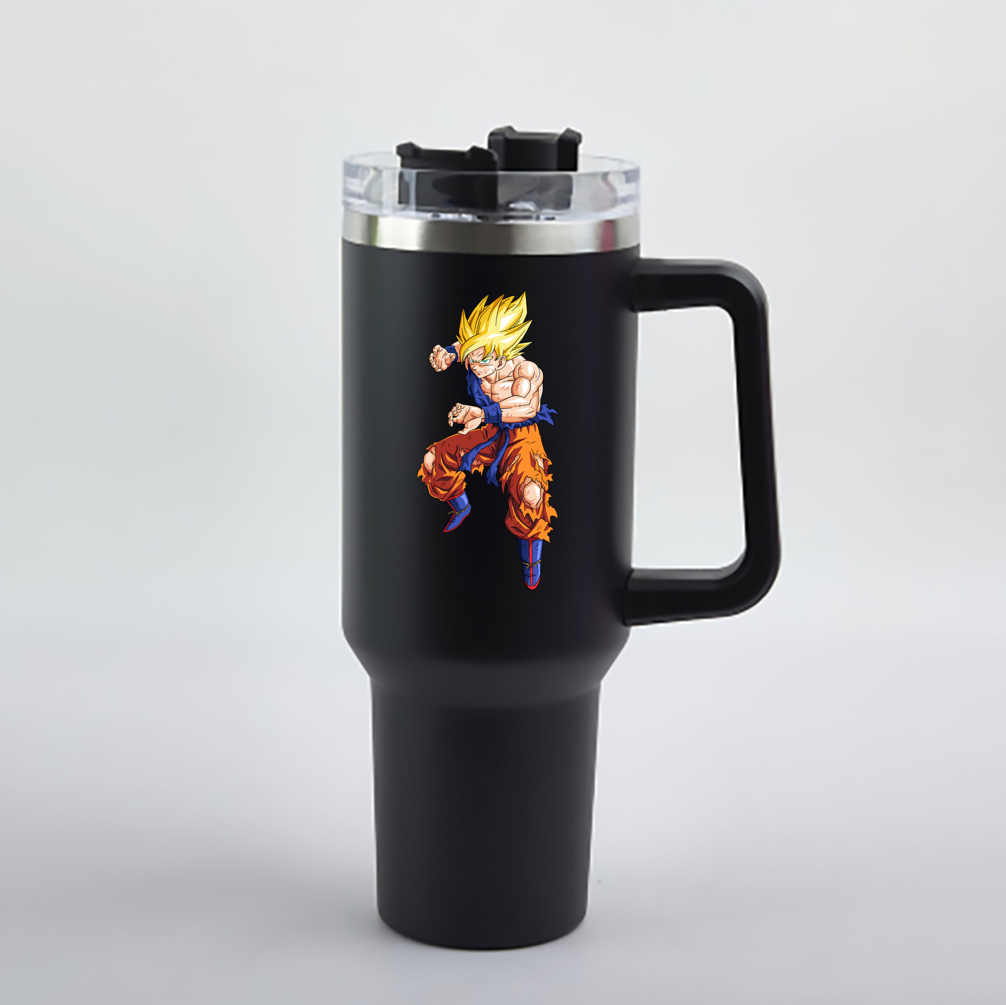 （画像用） ドラゴンボール 孫悟空（そん ごくう）Son Goku カカロット DRAGON BALL Kakarotto 1200mL車用タンブラー - クリスタルステッカー（プラスチックストロー付き）